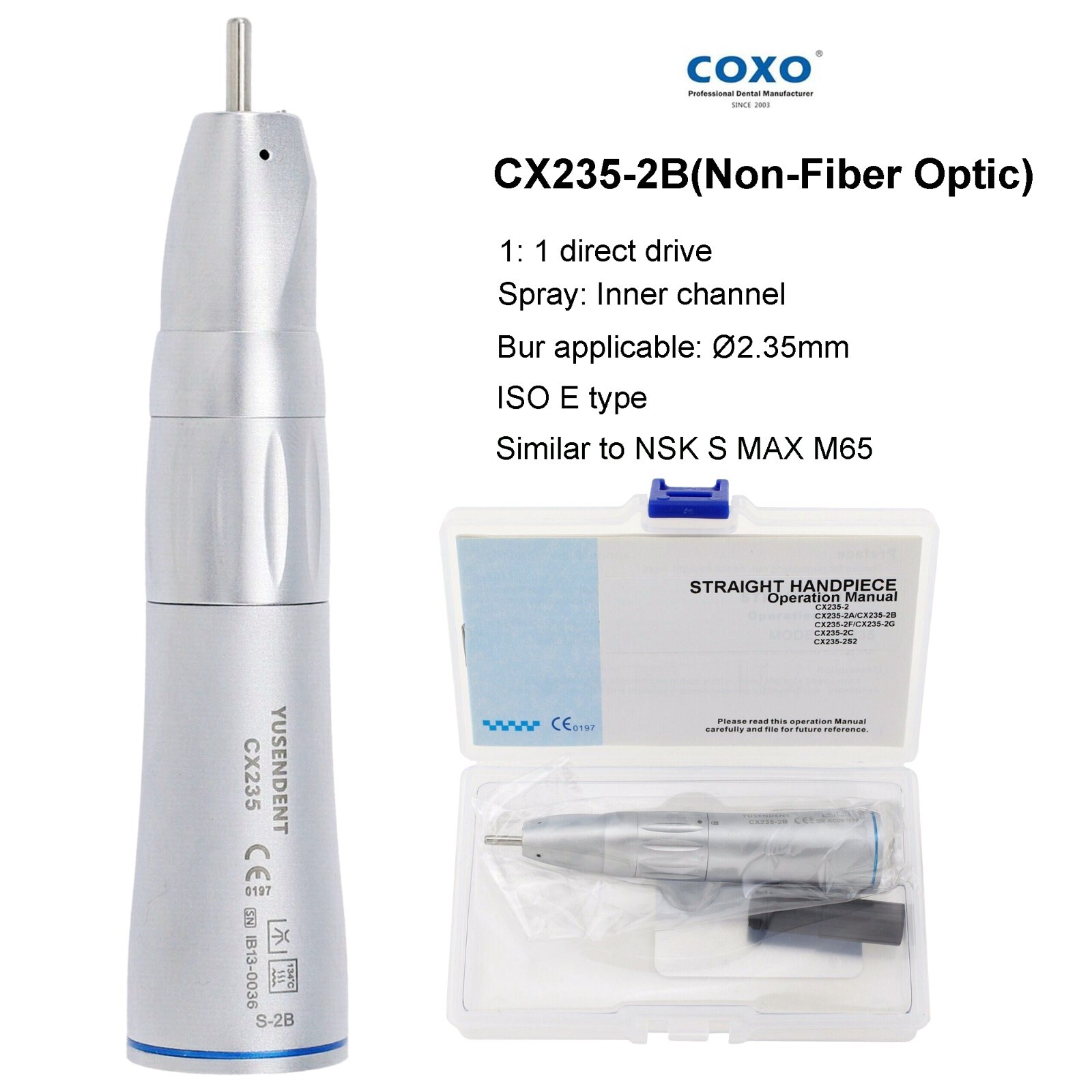 COXO BEING Dental Contra Angle Straight Handpiece Air Motor 4Hole Low Speed Kavo