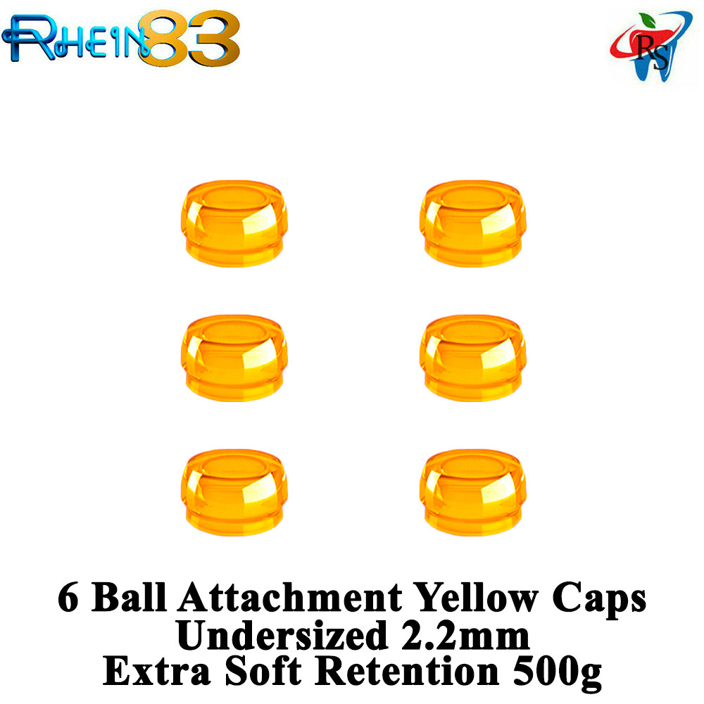 RS Dental Implant Undersized Ø2.2mm Yellow 6 Caps Retentive Ball Attachment