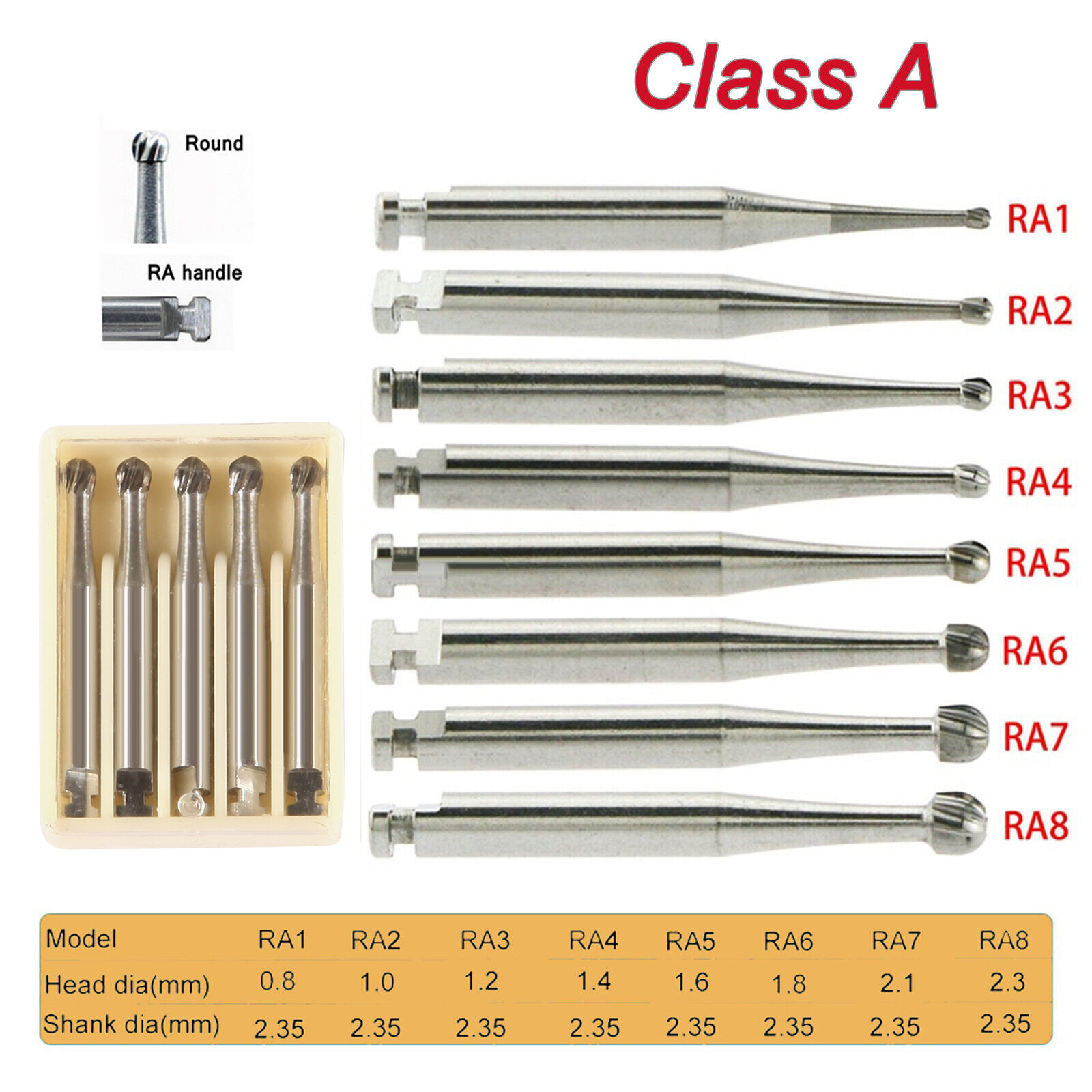 5-50pcs Dental Bur Round Latch Carbide RA Fit Low Speed Contra Angle Handpiece