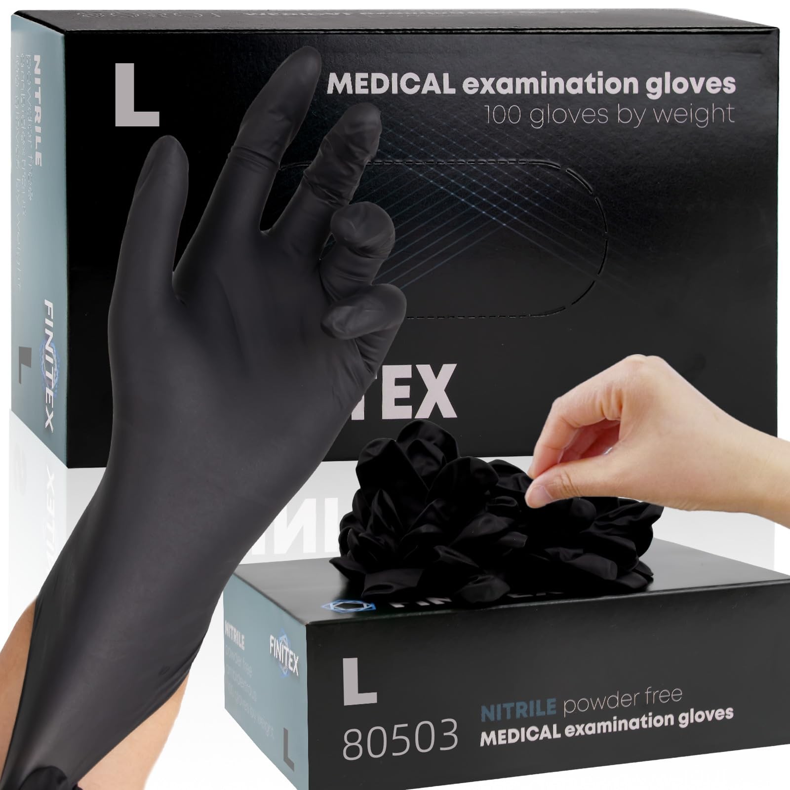 – Black Nitrile Disposable Gloves, 5mil, Powder-free, Medical Exam Latex-Free…