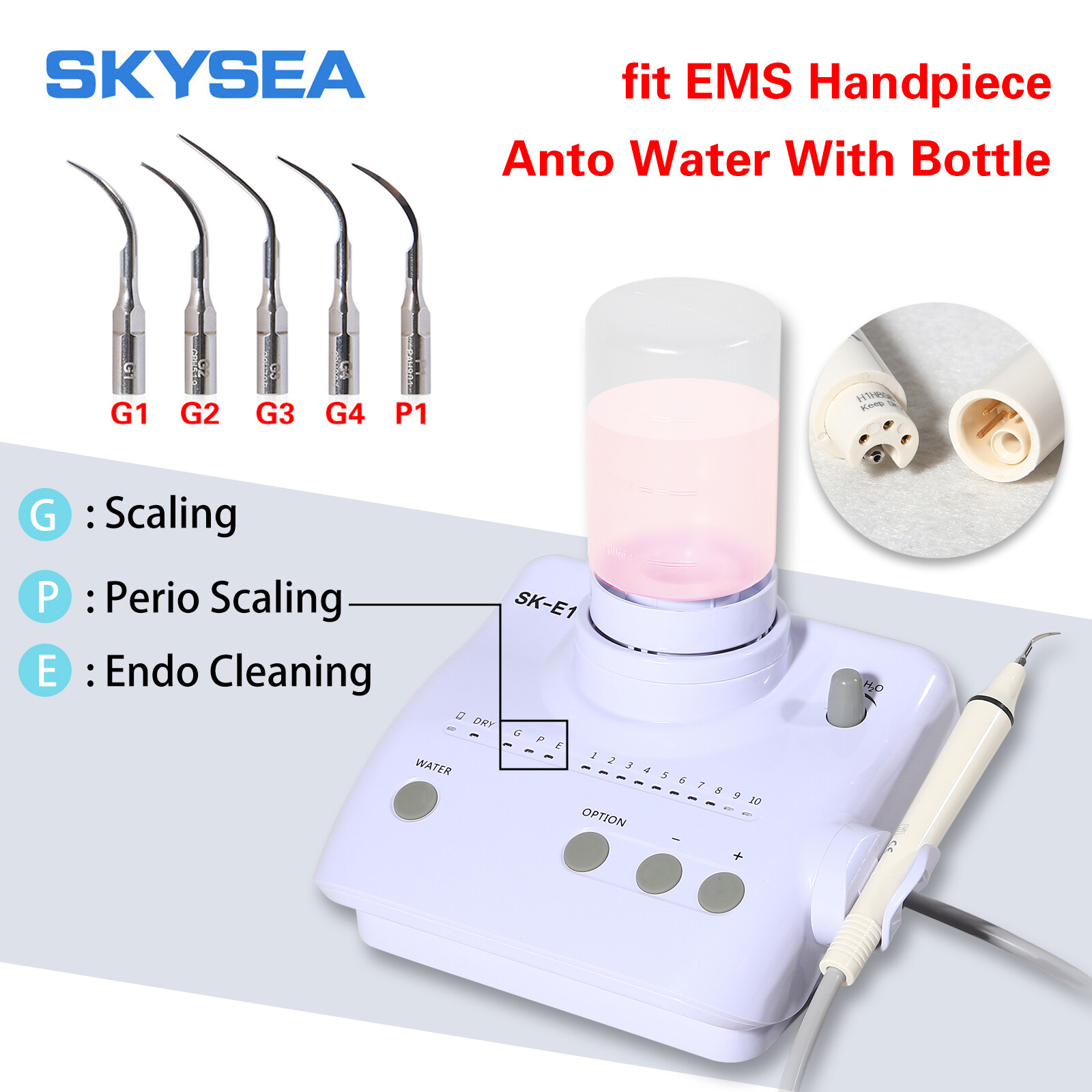 Dental Ultrasonic Piezo Scaler +2 Bottles fit EMS Cavitron /5*Handpiece CZ