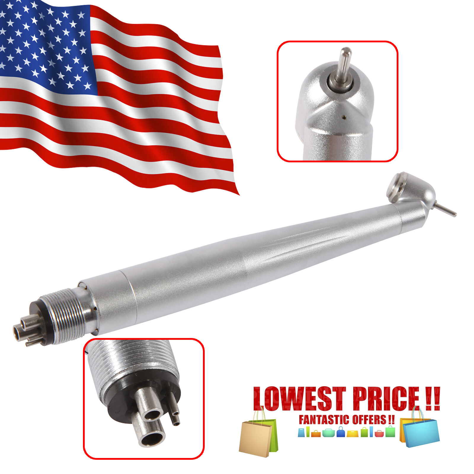 Dental 45 Degree Surgical High Speed Handpiece Push Button 4Hole yabangbang WCA4