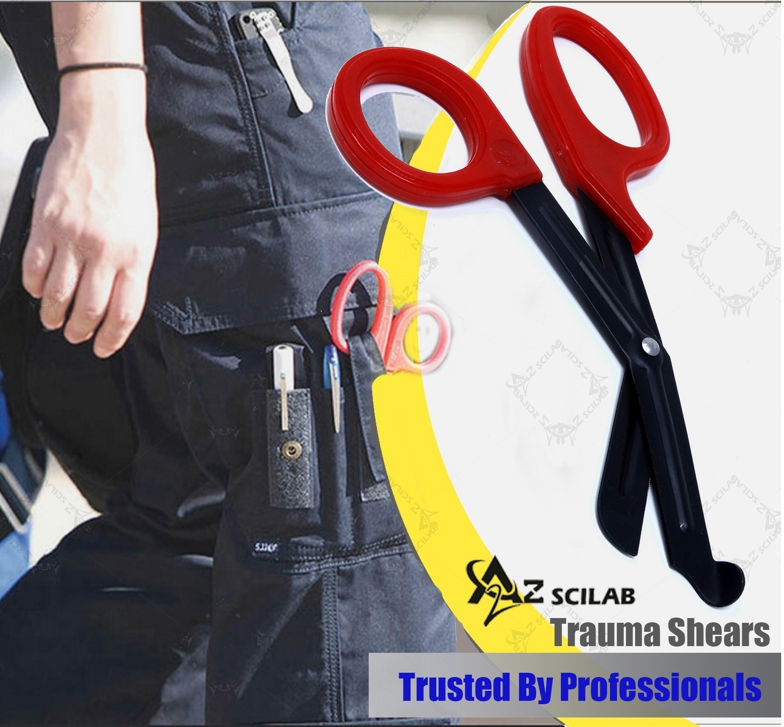 RED Stealth Fluoride Black Coated BLADES Trauma Paramedic Shears Scissors 7.5″