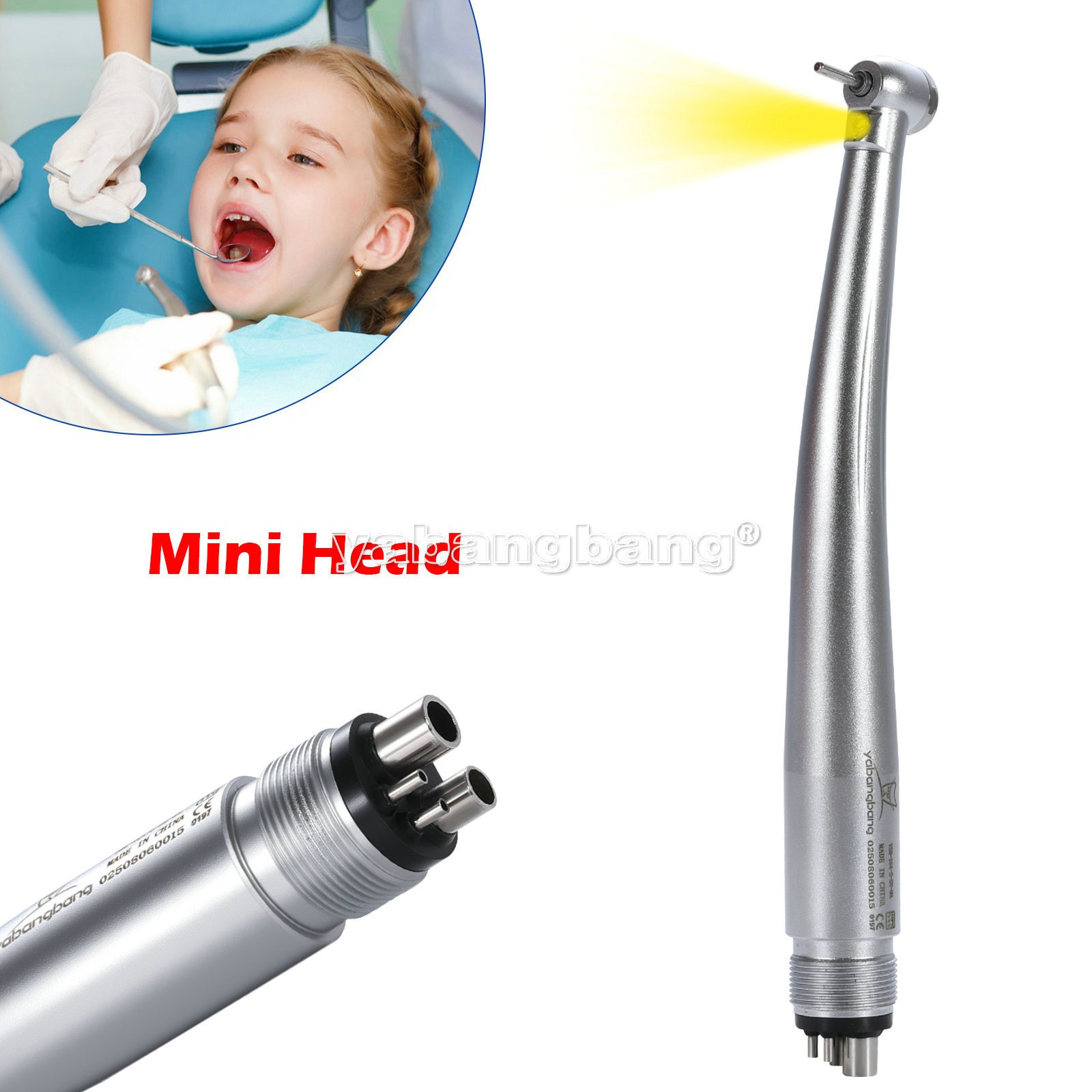 1-10 Dental E-generator LED Fiber Optic Handpiece 4Holes Mini Head Pediatric Kid