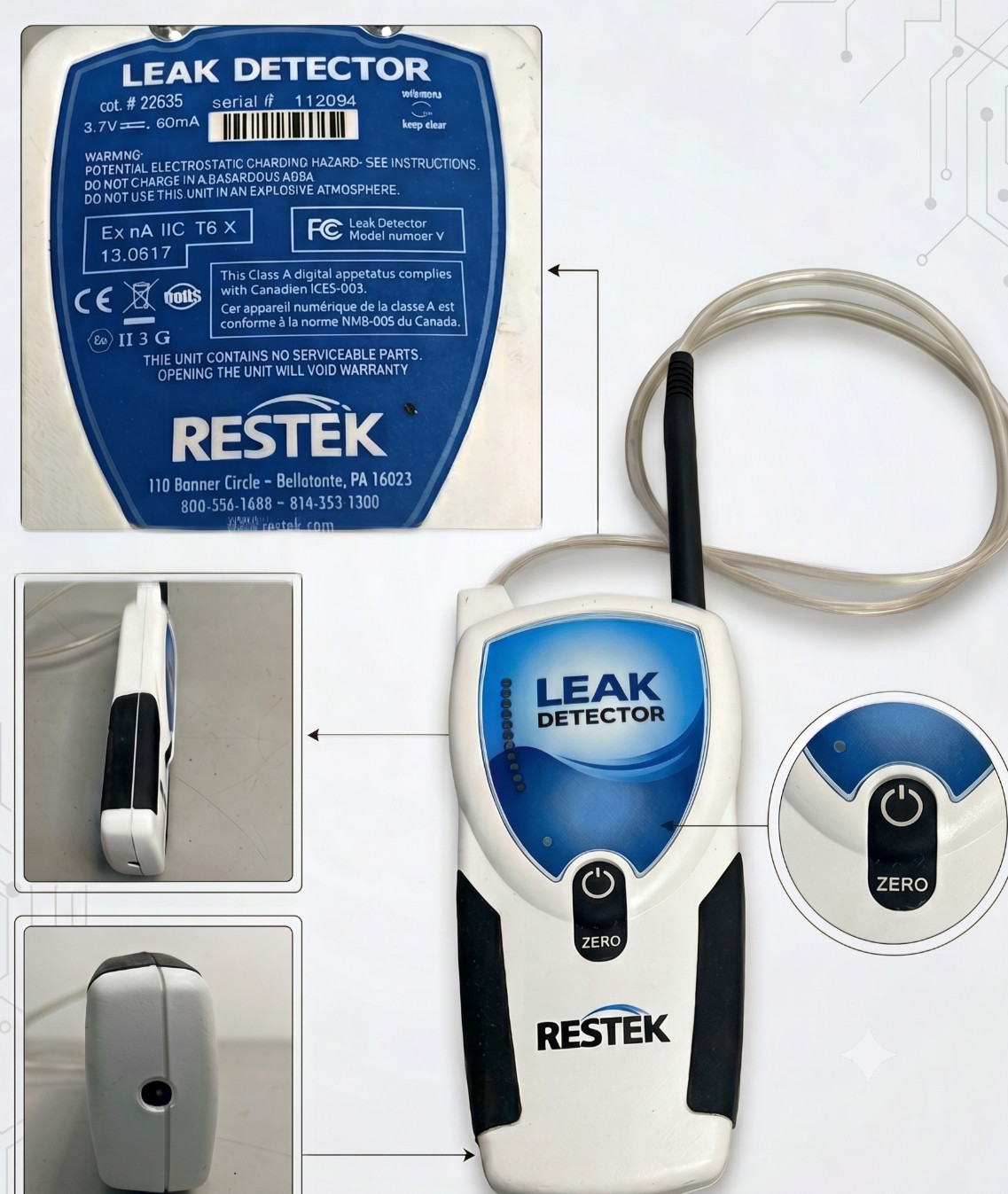 Restek 22655 Handheld Electronic Leak Detector Model V GC Laboratory Gas Sniffer