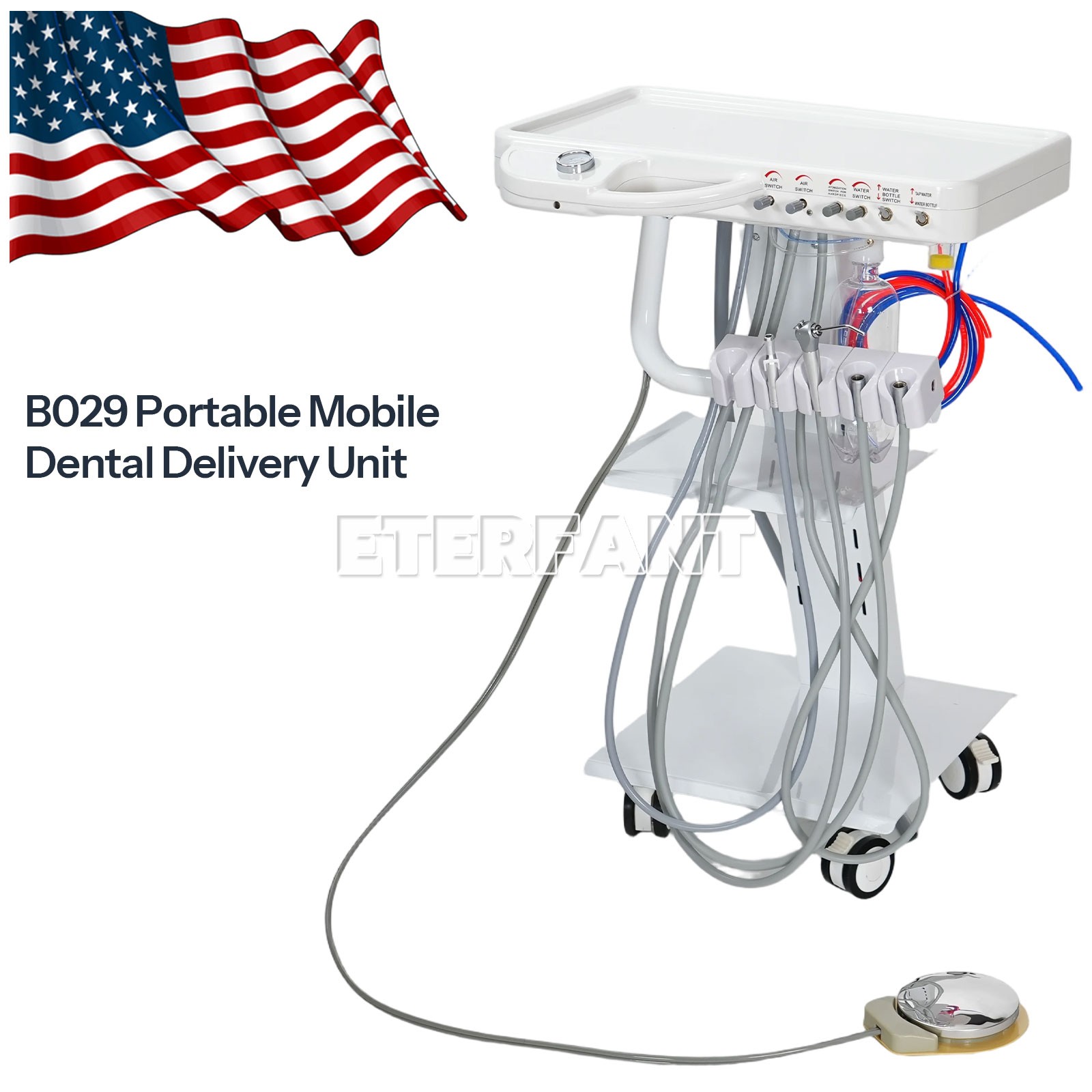 Dental Mobile Unit w/Air Compressor Curing Light Scaler/Delivery Unit w/Socket
