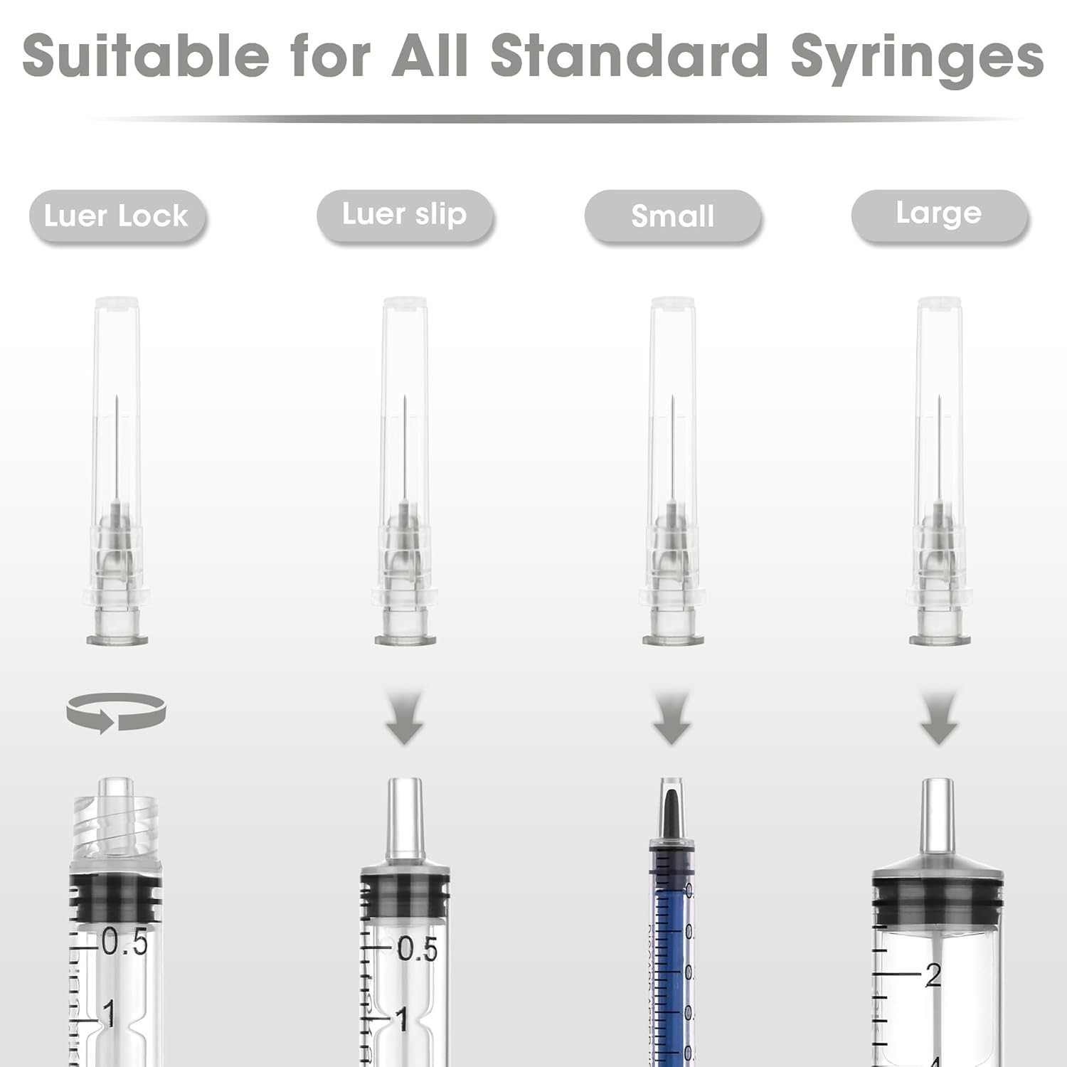 50 Pack 27 Ga 1/2 inch Disposable Needles with Caps for Scientific and Indus…