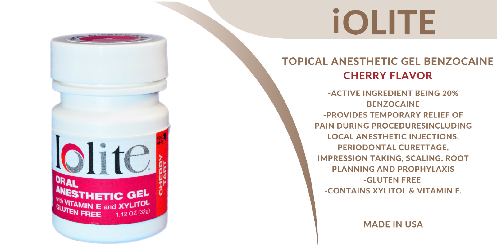 Topical Anesthetic Gel 20% Benzocaine 1OZ – IOLITE- 9 Flavors