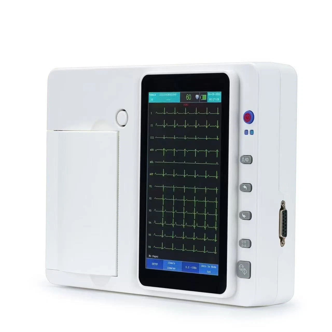 US Stock 3 Channel 12 Lead 7 Inch Touch Screen ECG EKG Machine With PC software