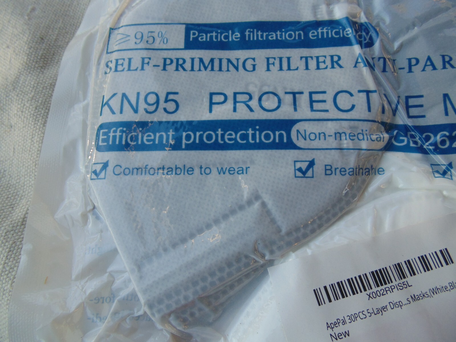 30 PCS KN95 Protective 5 Layers Face Mask Disposable Respirator 95% Efficiency ✅