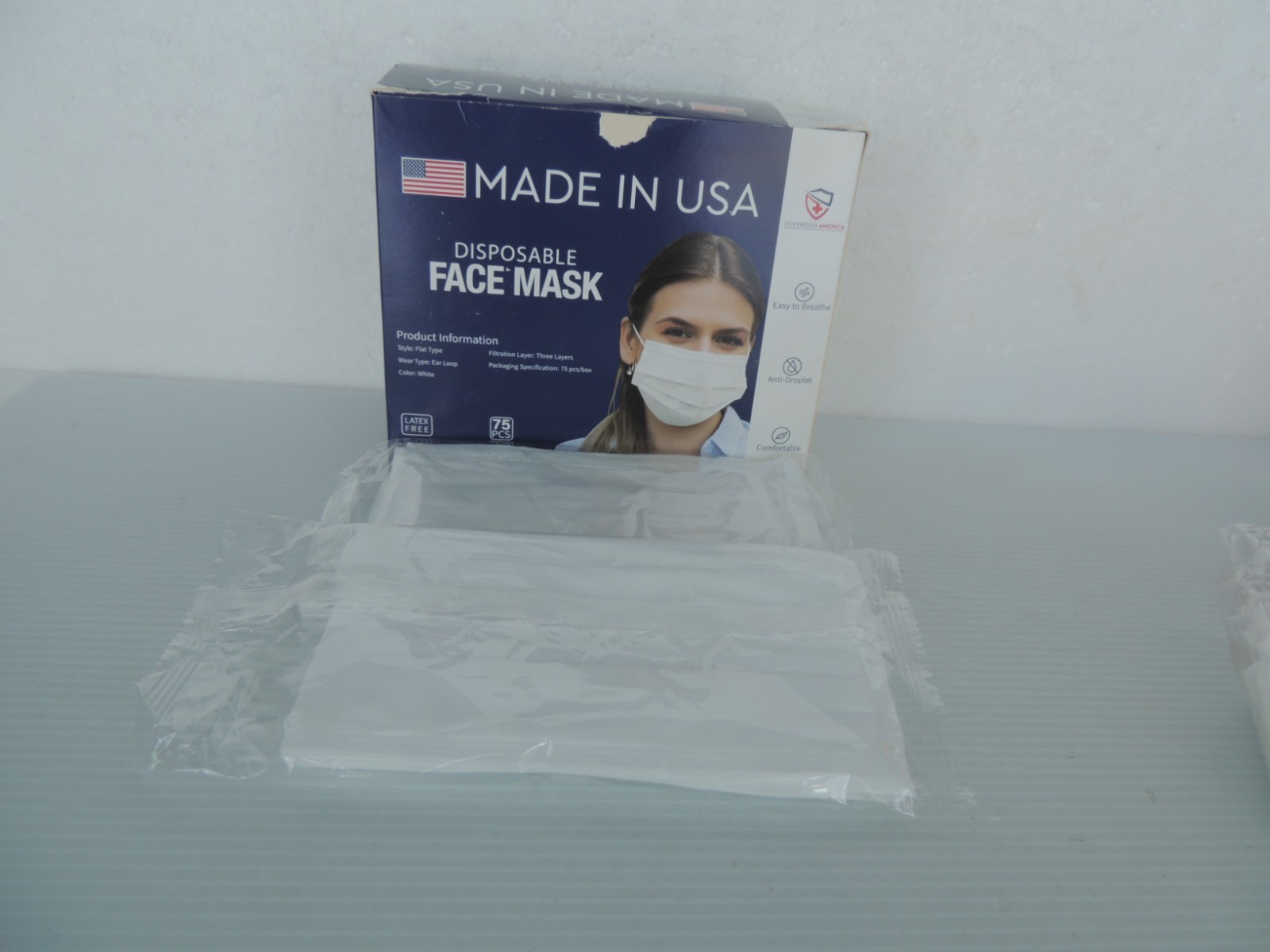 Face Mask,SOVEREIGN DISPOSABLE FACE MASK,60 PC + 10 KIDS ADJUSTABLE MADE IN USA