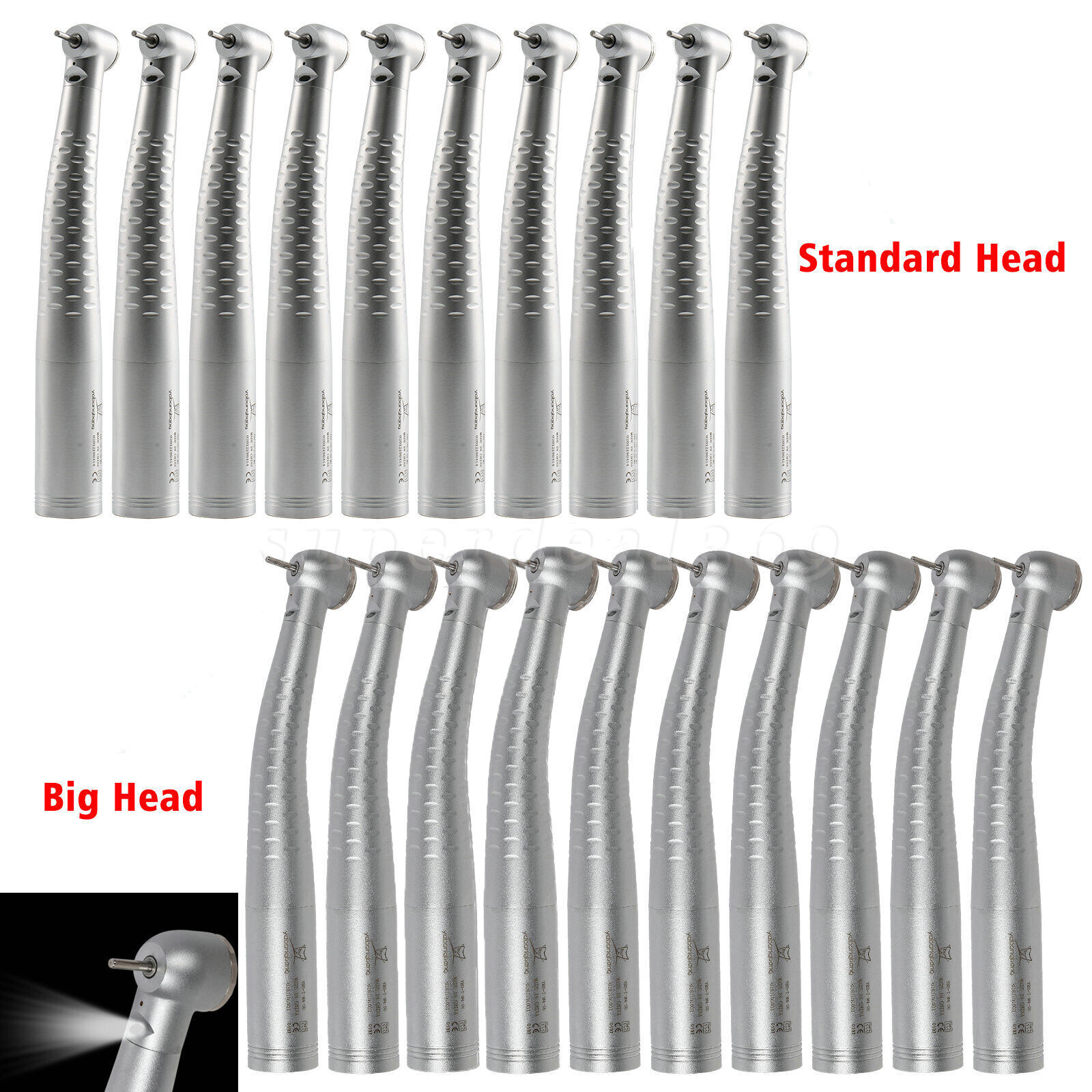 1-10 NEW Dental Fiber Optic LED High Speed Handpiece Fit 4/6 H Coupler to