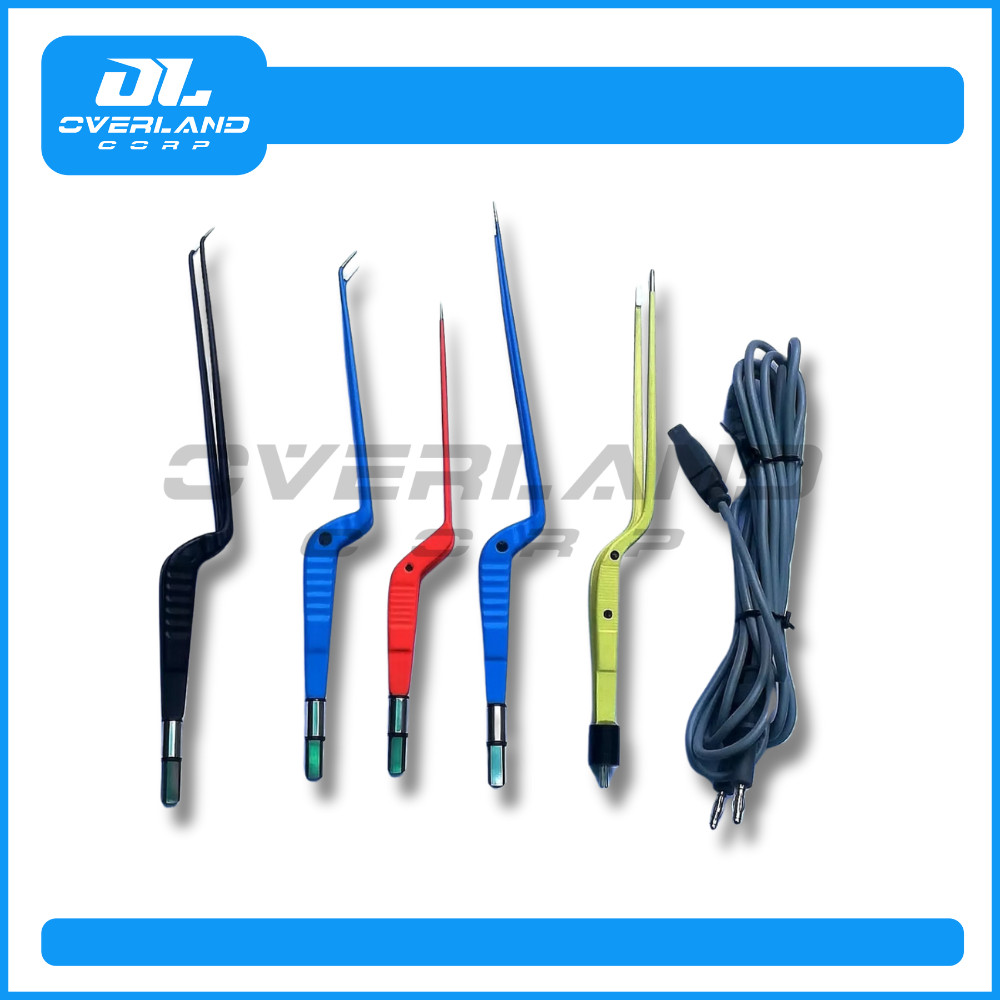 Bipolar Forceps set 5 piece Non Stick with reusable Cort 1mm tip 1.50tip