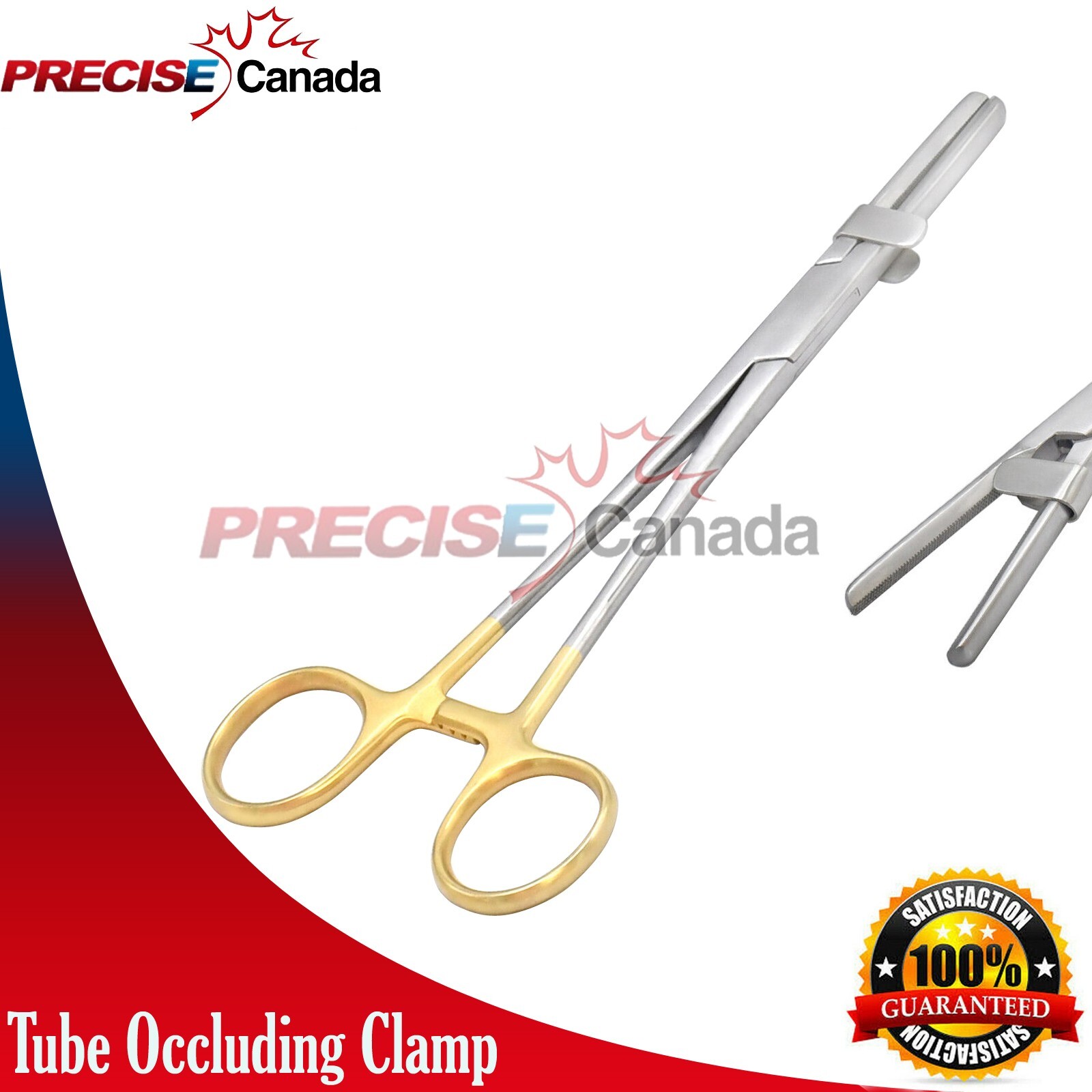 Tube Occluding Clamp Forceps 8” w/Guard Gold Handle Surgical Instrument DS-1377