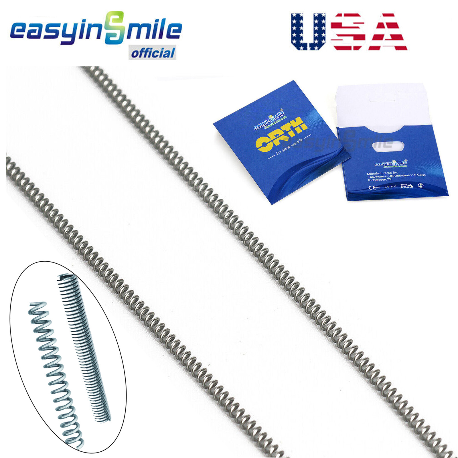 2pcs Dental Orthodontic Open Coil Spring Niti Elastic Springs 0.010 0.012 180mm