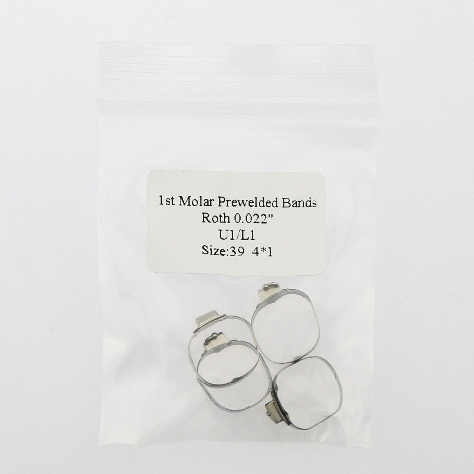 Dental 1st Molar Bands Roth 022 Plain #29-44 Band Buccal Tube U1L1 Lingual Cleat