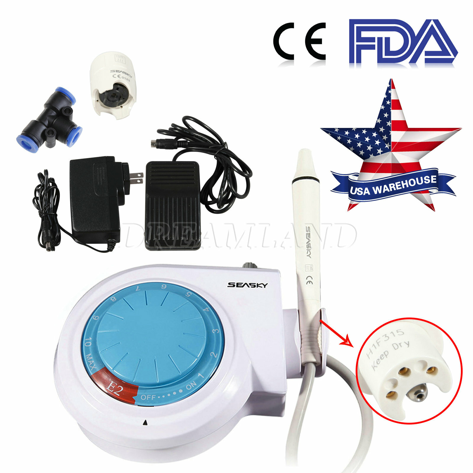FDA Ultrasonic Dental Piezo Scaler E2 W/ Detachable Handpiece fit EMS tips USA