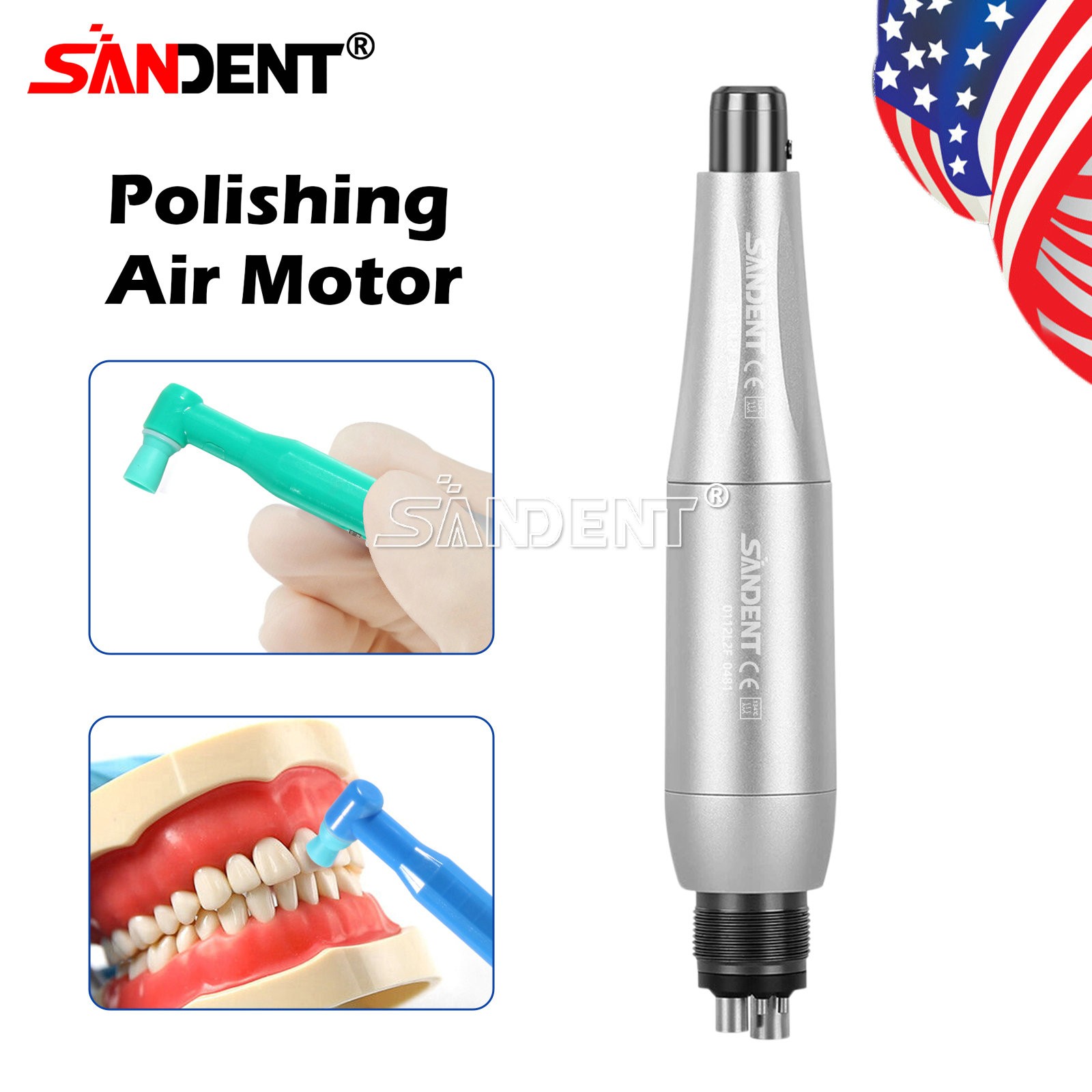 Dental hygiene prophy handpiece 4 holes silver dt