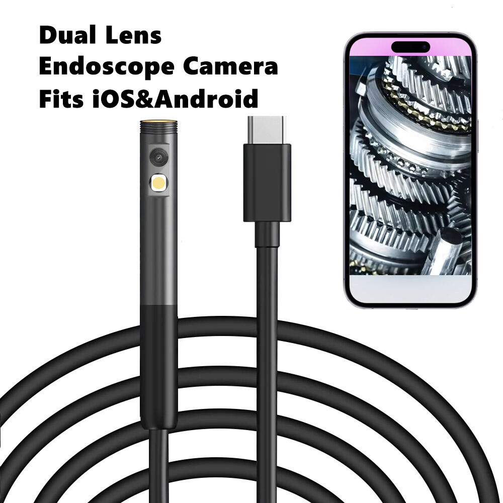 1920P HD Endoscope Camera, 8 LED Dual Lens, IP67 Waterproof for iOS/Android USA