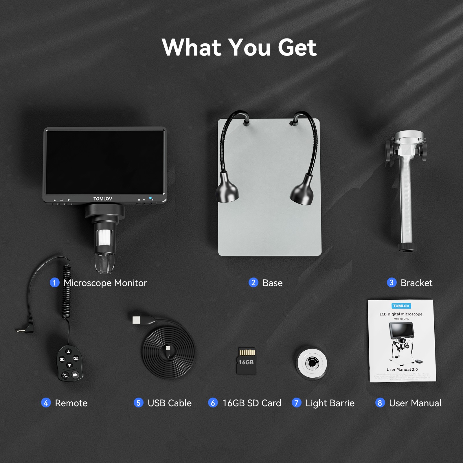 TOMLOV Digital Microscope 1200X 1080P Soldering Microscope Coin Magnifier 32GB