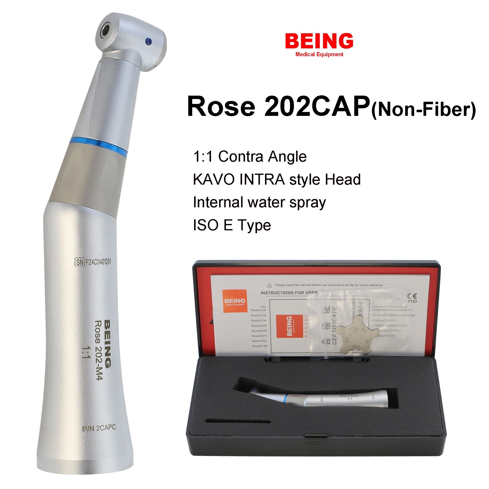 COXO BEING Dental Contra Angle Straight Handpiece Air Motor 4Hole Low Speed Kavo