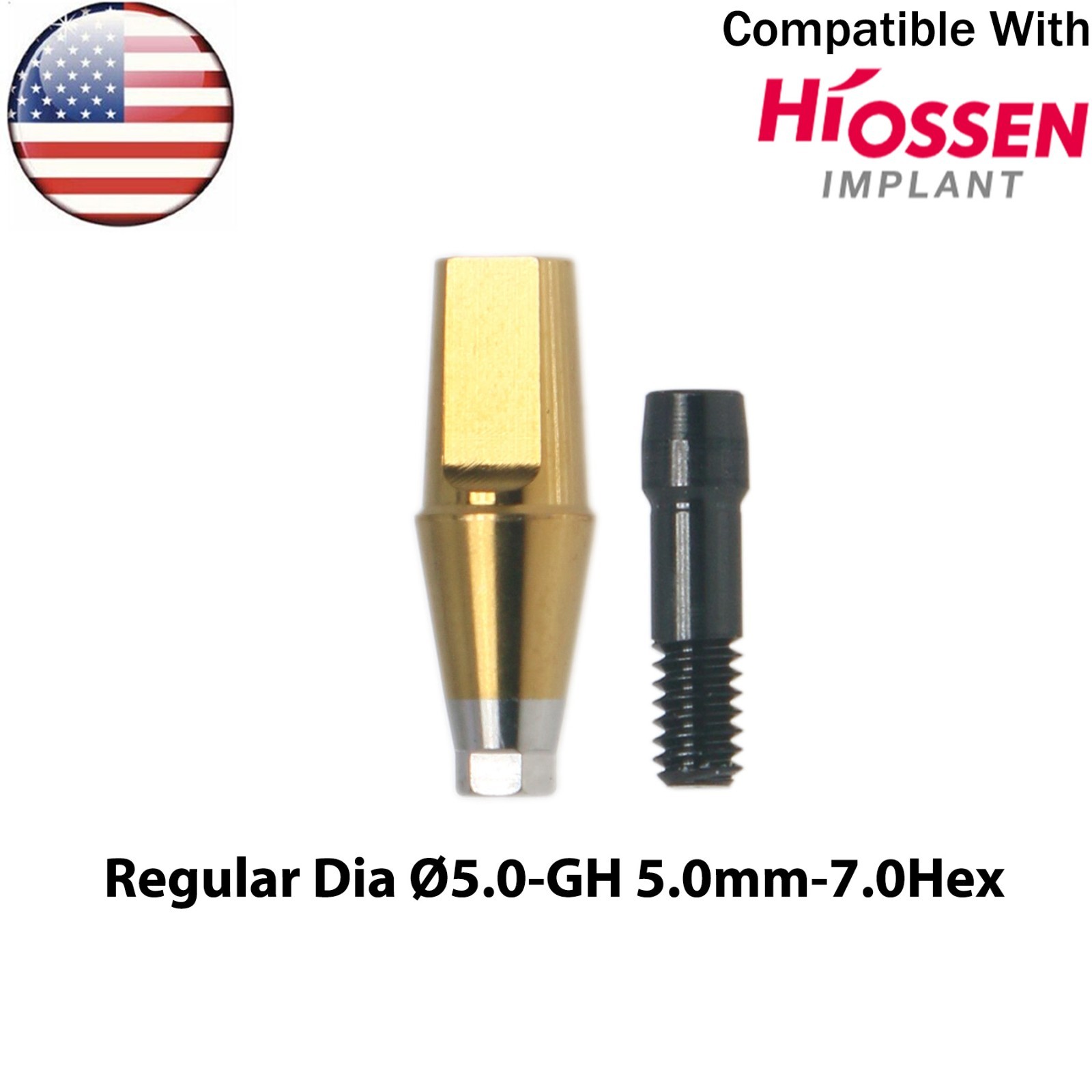 US Titanium Straight Transfer Abutment Hex Compatible Hiossen Oss Mini/Regular
