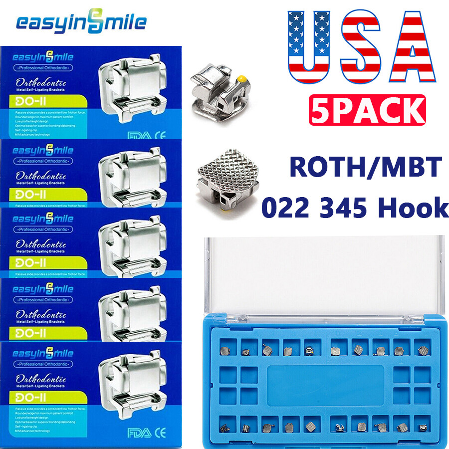 Orthodontic Dental Metal Self-Ligating Brackets Braces ROTH/MBT.022 345/3 Hooks