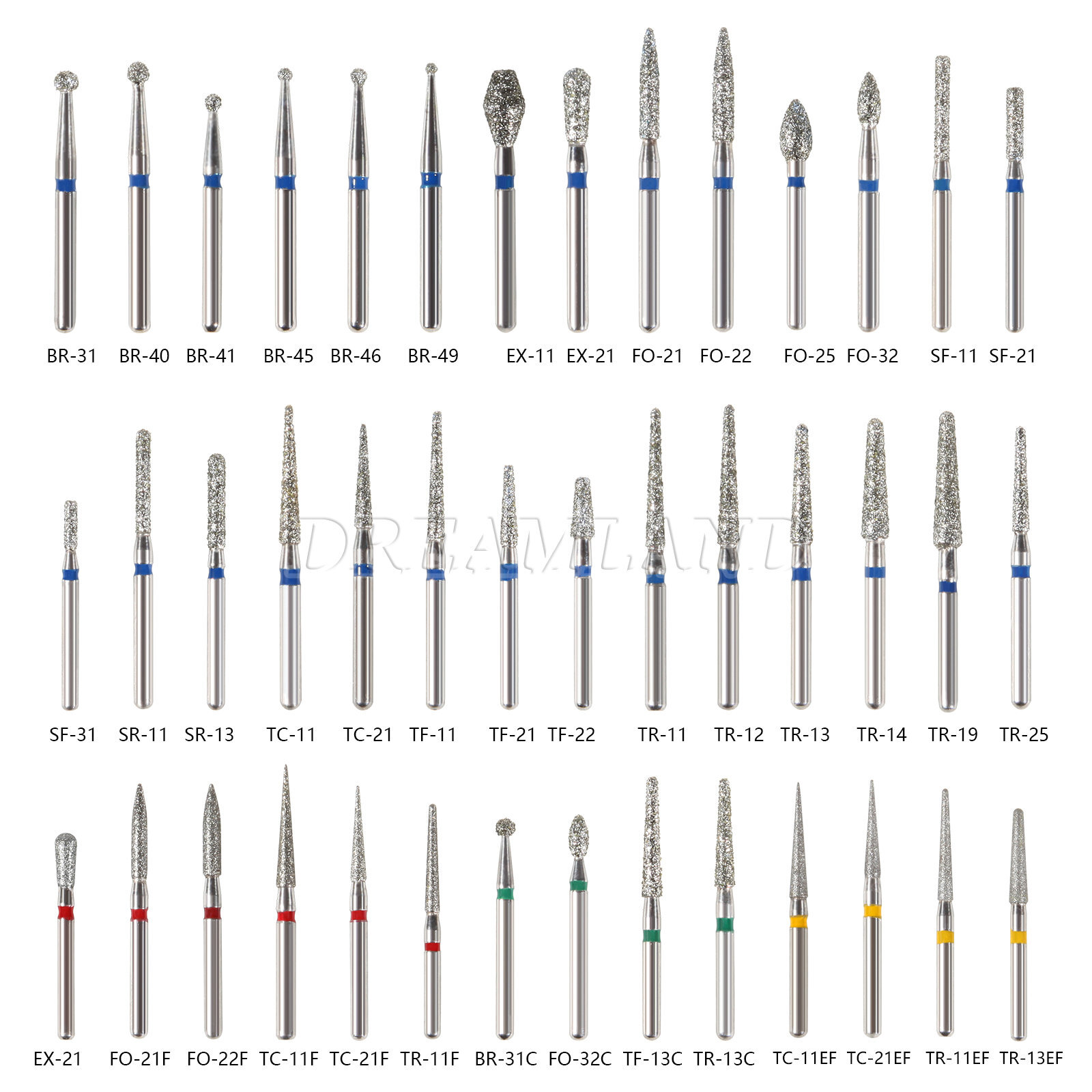 5pcs Dental Diamond Burs Ball Round FG 1.6mm 42 Types for High Speed Handpiece