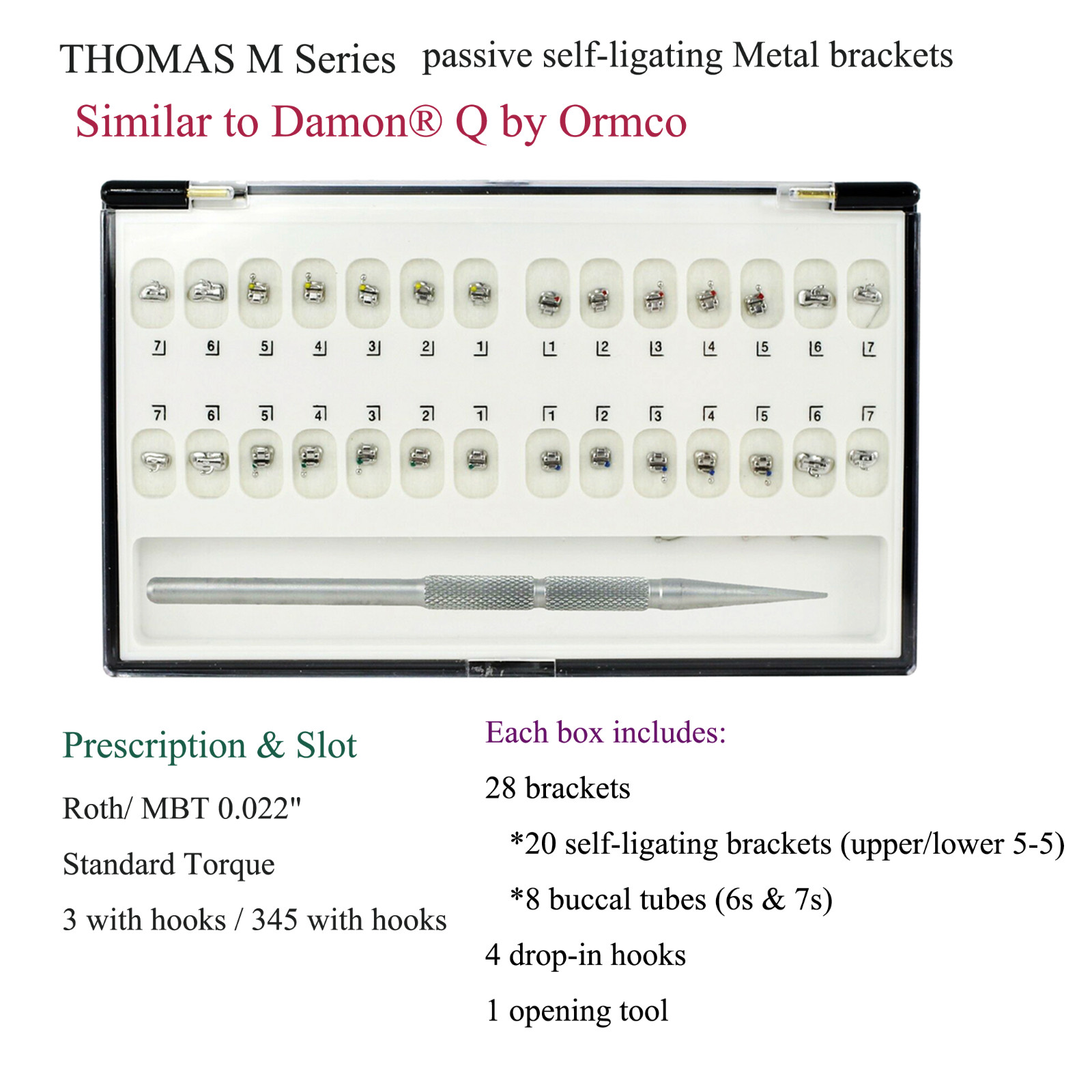 Dental Orthodontic Brackets Mini Self Ligating Metal Roth MBT 022 DAMON Empower