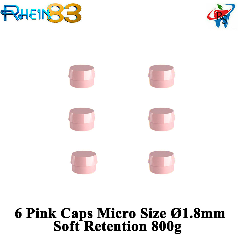 6 Dental Ball Attachment Home Use First Aid Silicone Micro Caps Ø1.8mm Pink