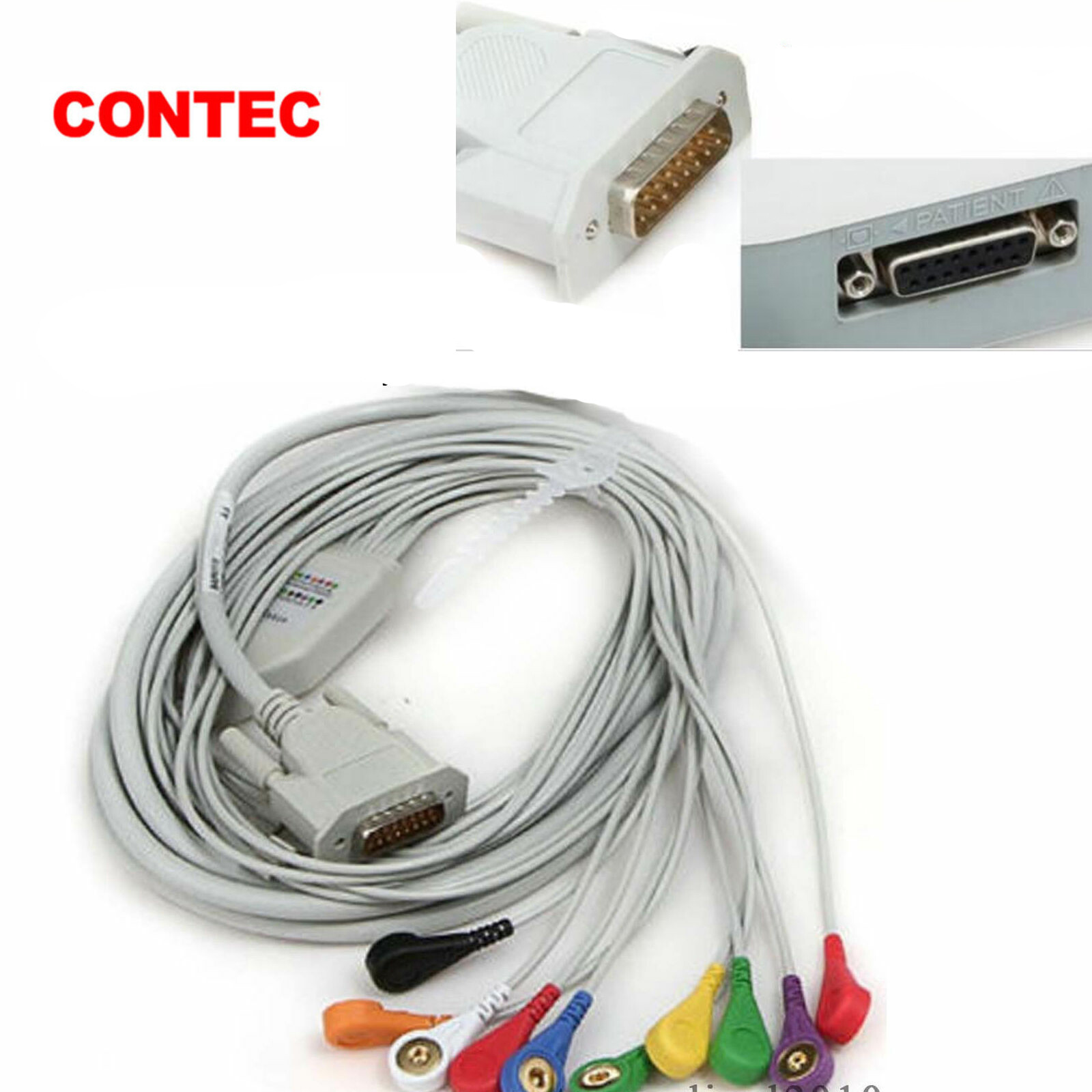 CONTEC ECG cable Gilding snap Type for ECG machines,12 lead,Gilding clip type