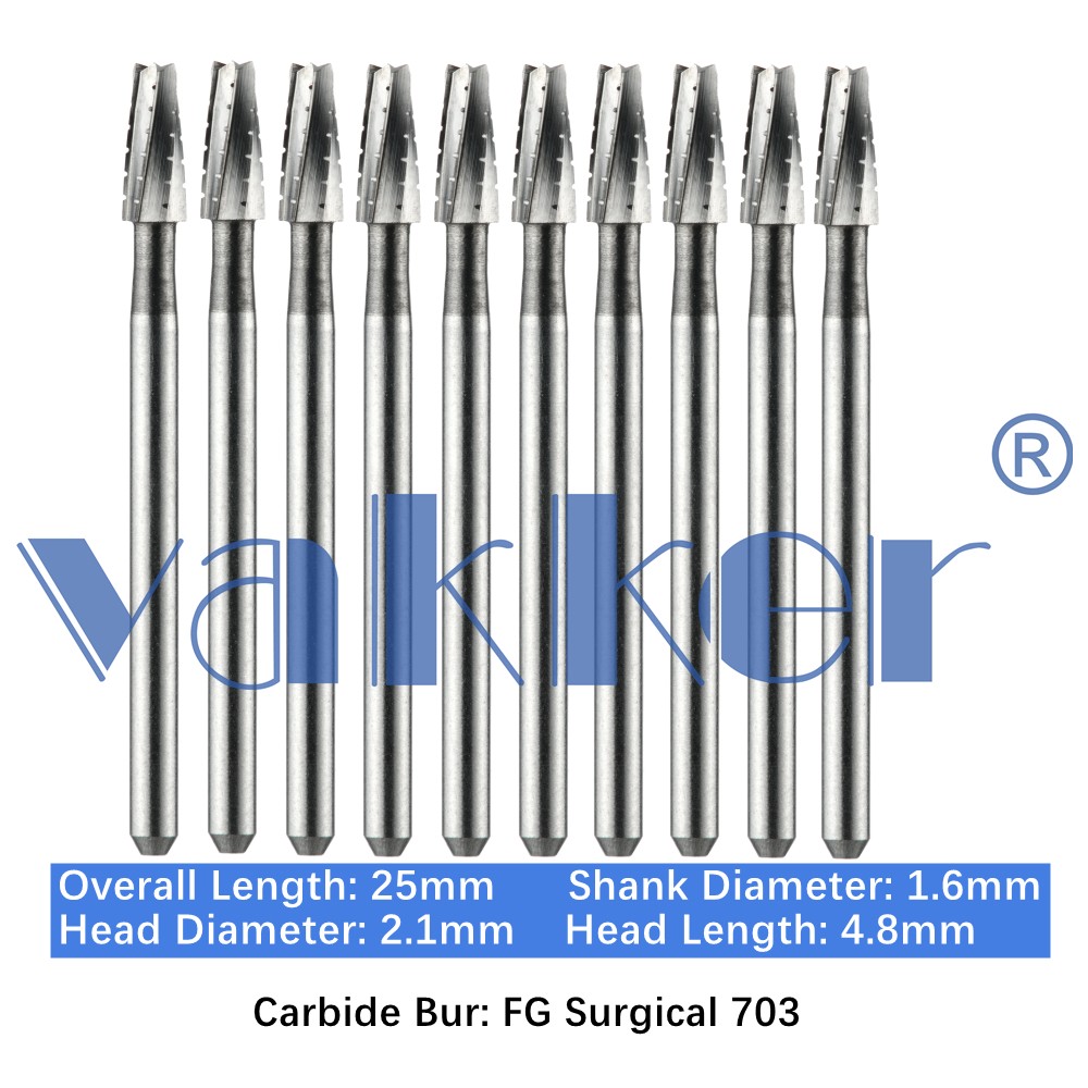 10/Pk Dental Surgical Carbide Friction Grip Burs High Speed 25mm FG SURG 2 4 6 8