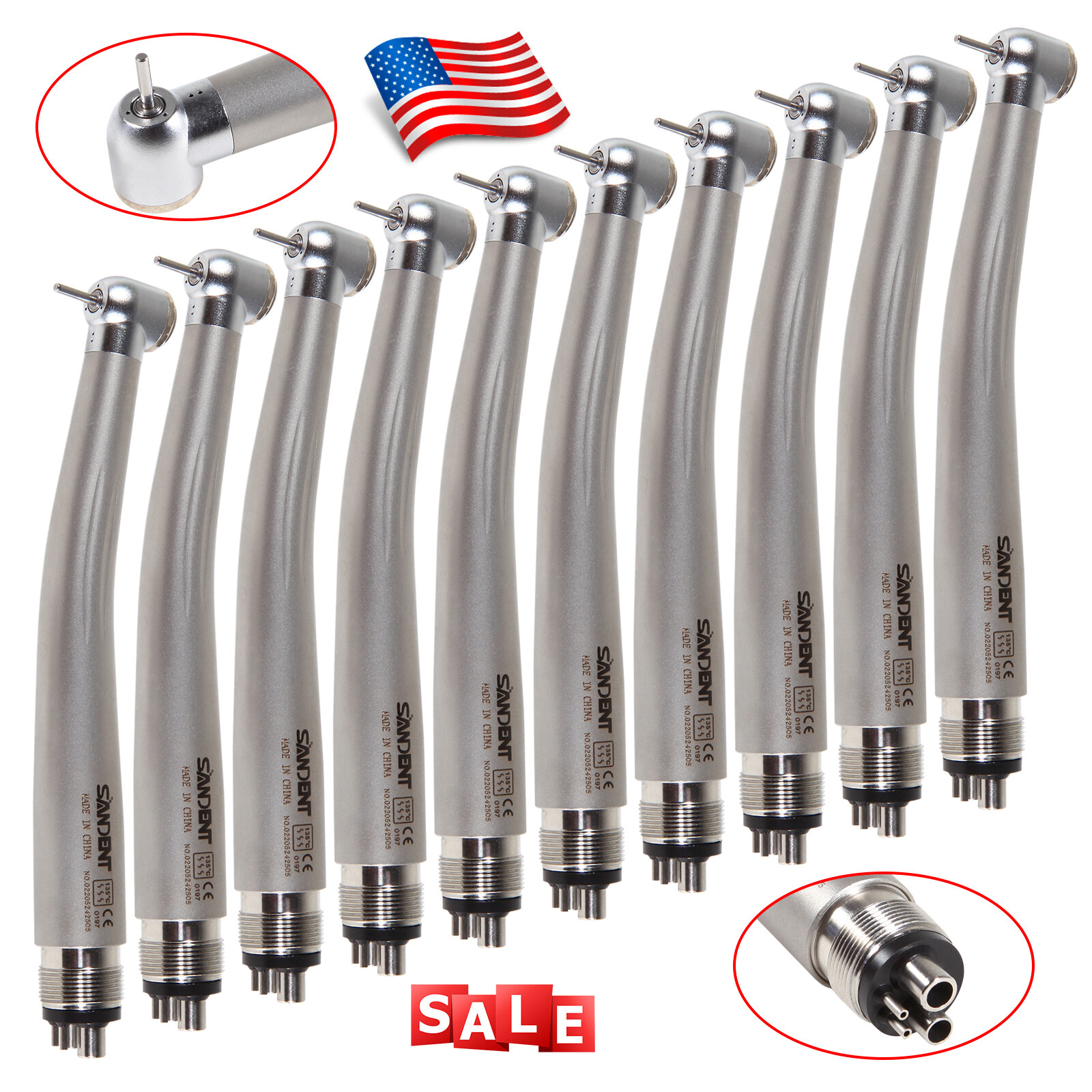 10* SANDENT NSK PANA MAX Style Dental High Speed Handpiece 4 Hole Midwest NJ