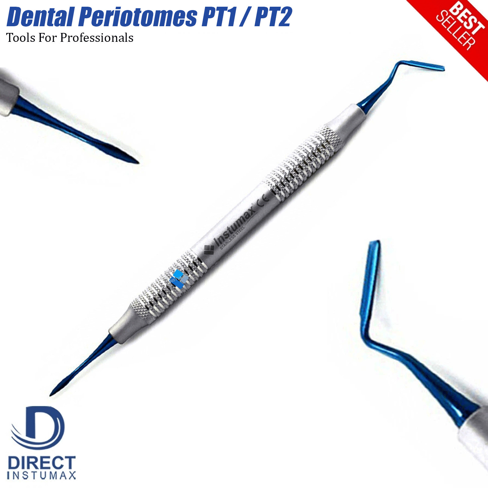Periotome PT1 & PT2 Dental Tooth Extraction PDL Ligament Blue Tips