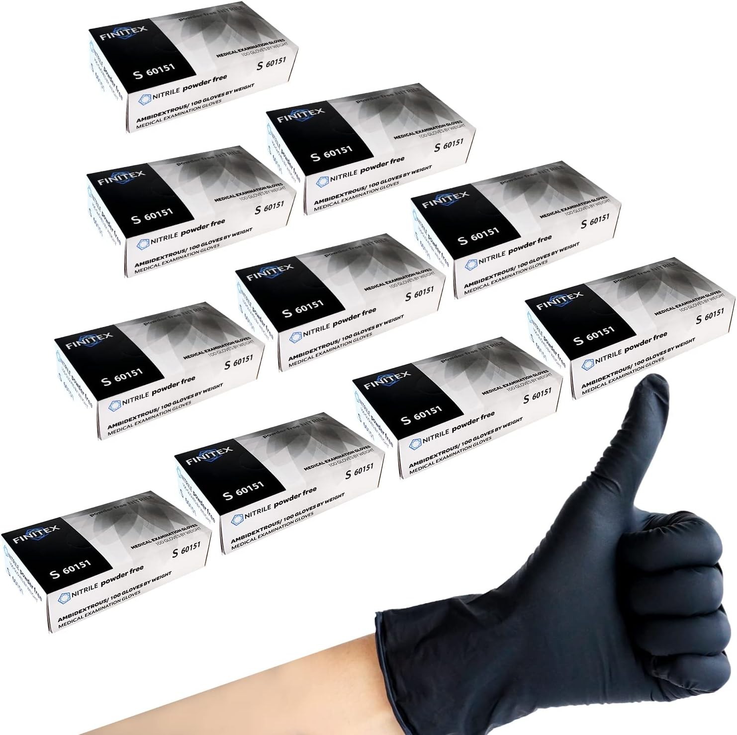Black Nitrile Disposable Exam Gloves – Powder-Free, 3mil, Size Small [1000 Pack]