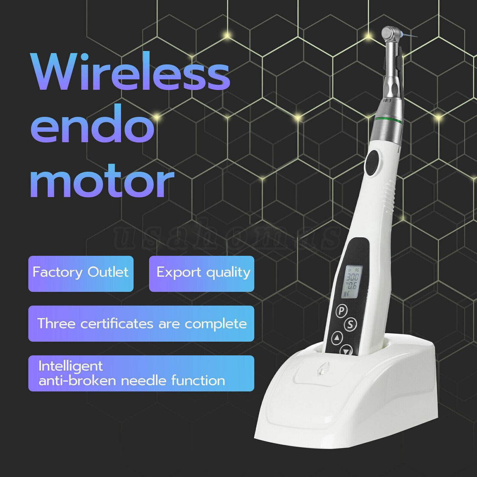 Cordless Endo Motor Handpiece LCD Display Auto Reverse Portable