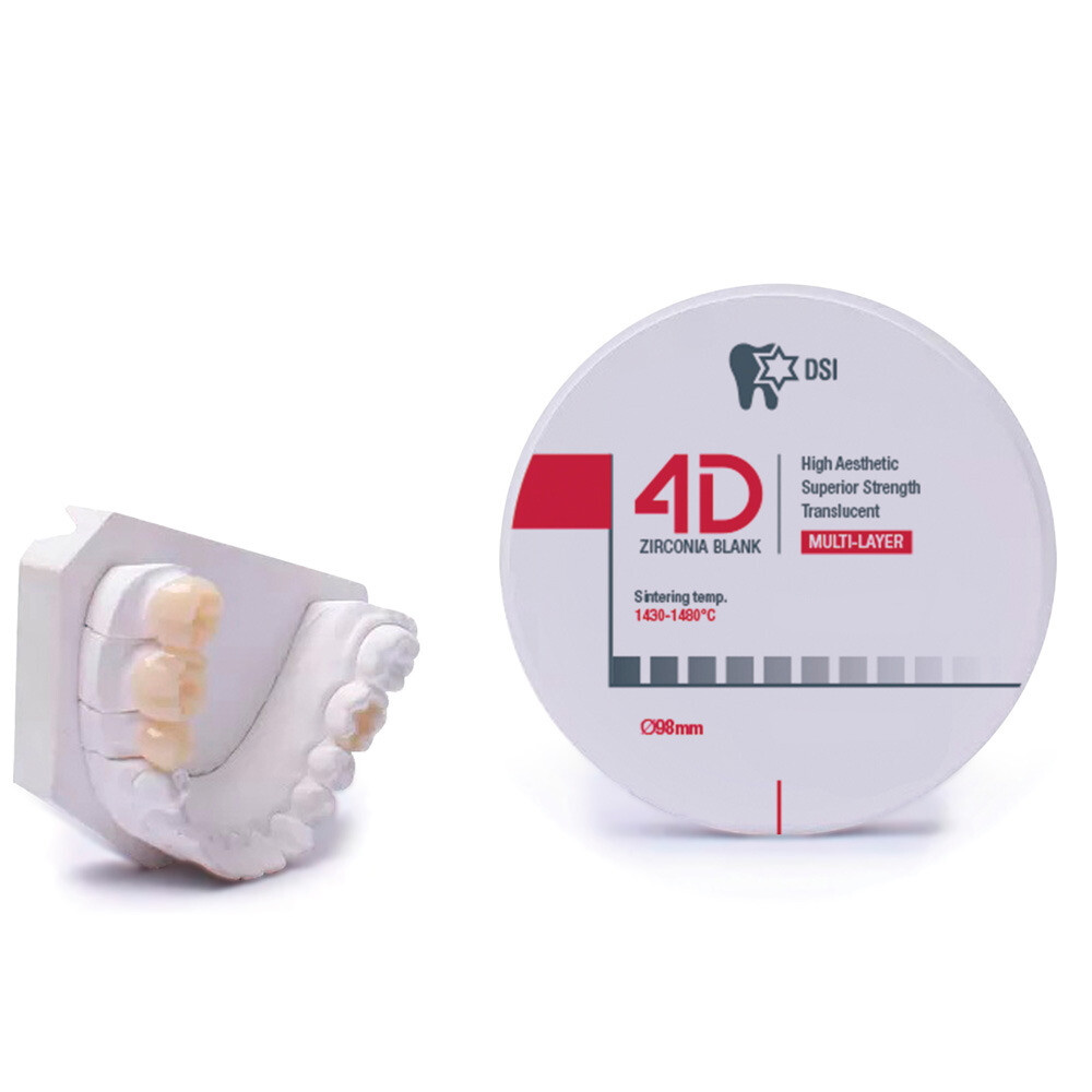 Dental Lab Milling Crown & Bridge DSI 4D Zirconia Blank Disc Thickness 12mm