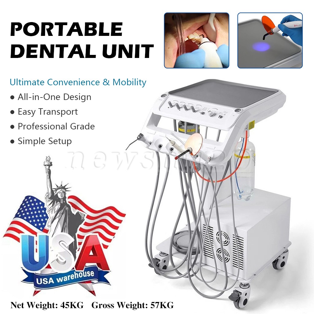 Portable Dental Delivery Unit Bag Mobile Air Compressor Suction System 4 Holes