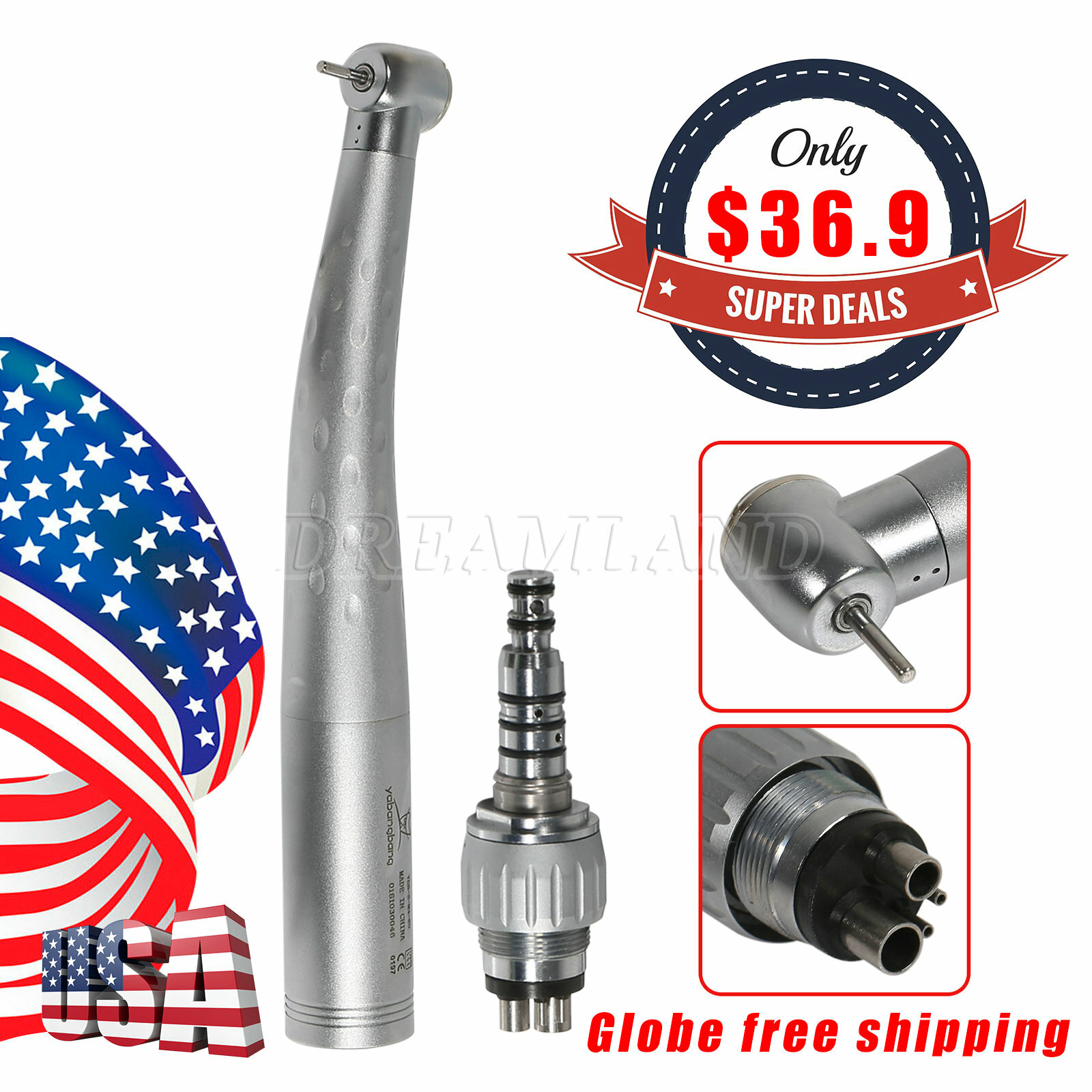 5 Packs Dental High Speed Handpiece Spray with 4 Holes Quick Coupler Swivel