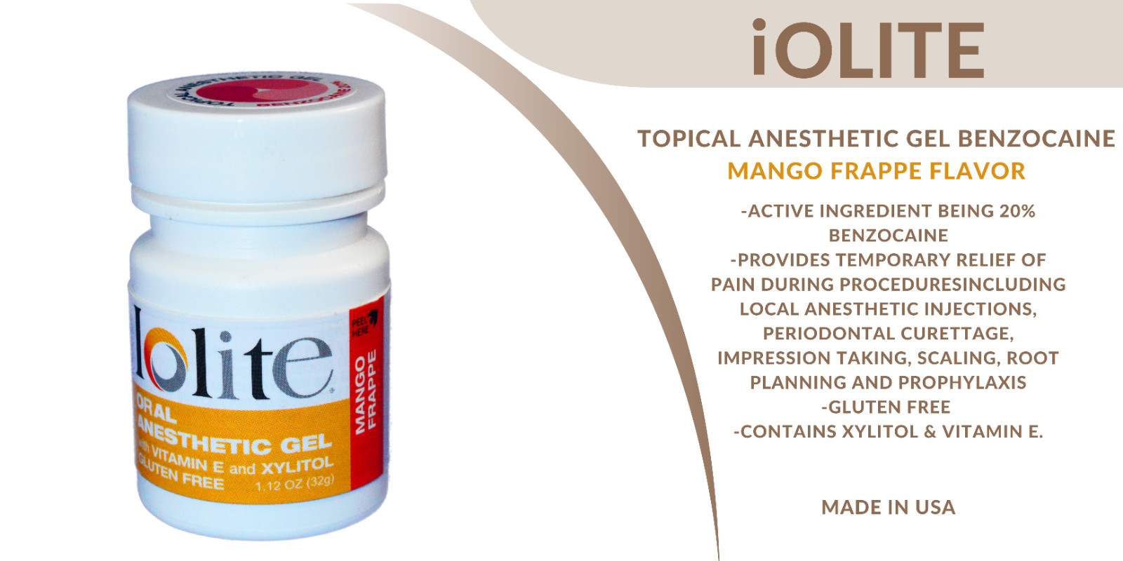 Topical Anesthetic Gel 20% Benzocaine 1OZ – IOLITE- 9 Flavors