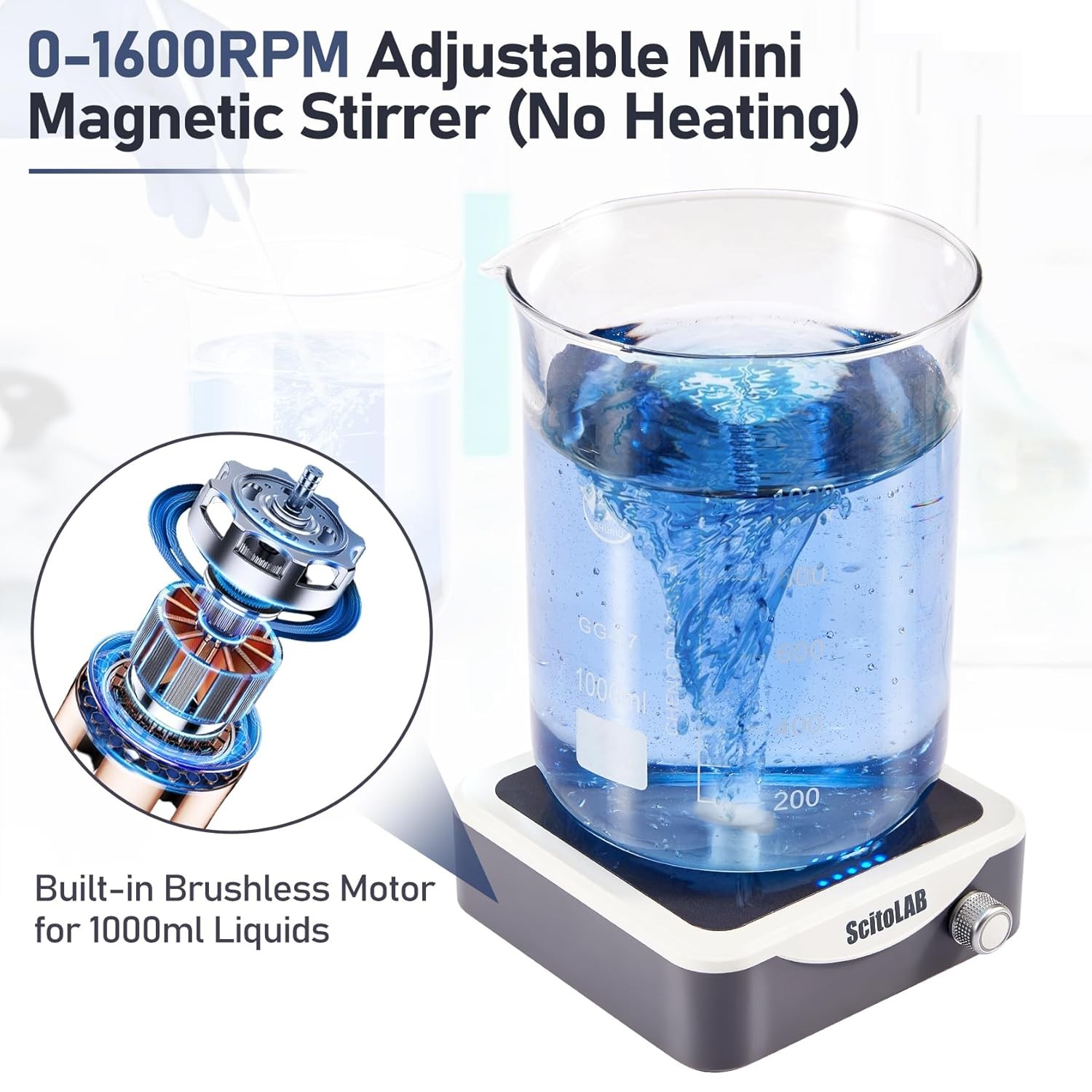 Lab Mixer Plate Vortex Mixer Lab Magnetic Stirrer Plate with Stir Bar 1600RPM