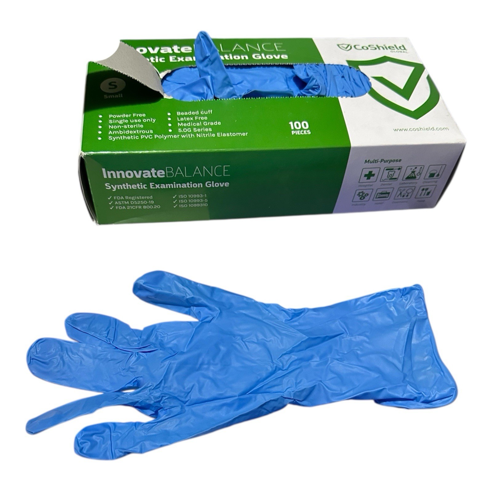 Small Blue Synthetic Examination Gloves – 1 000 Count Cases- 10 Boxes of 100 NEW
