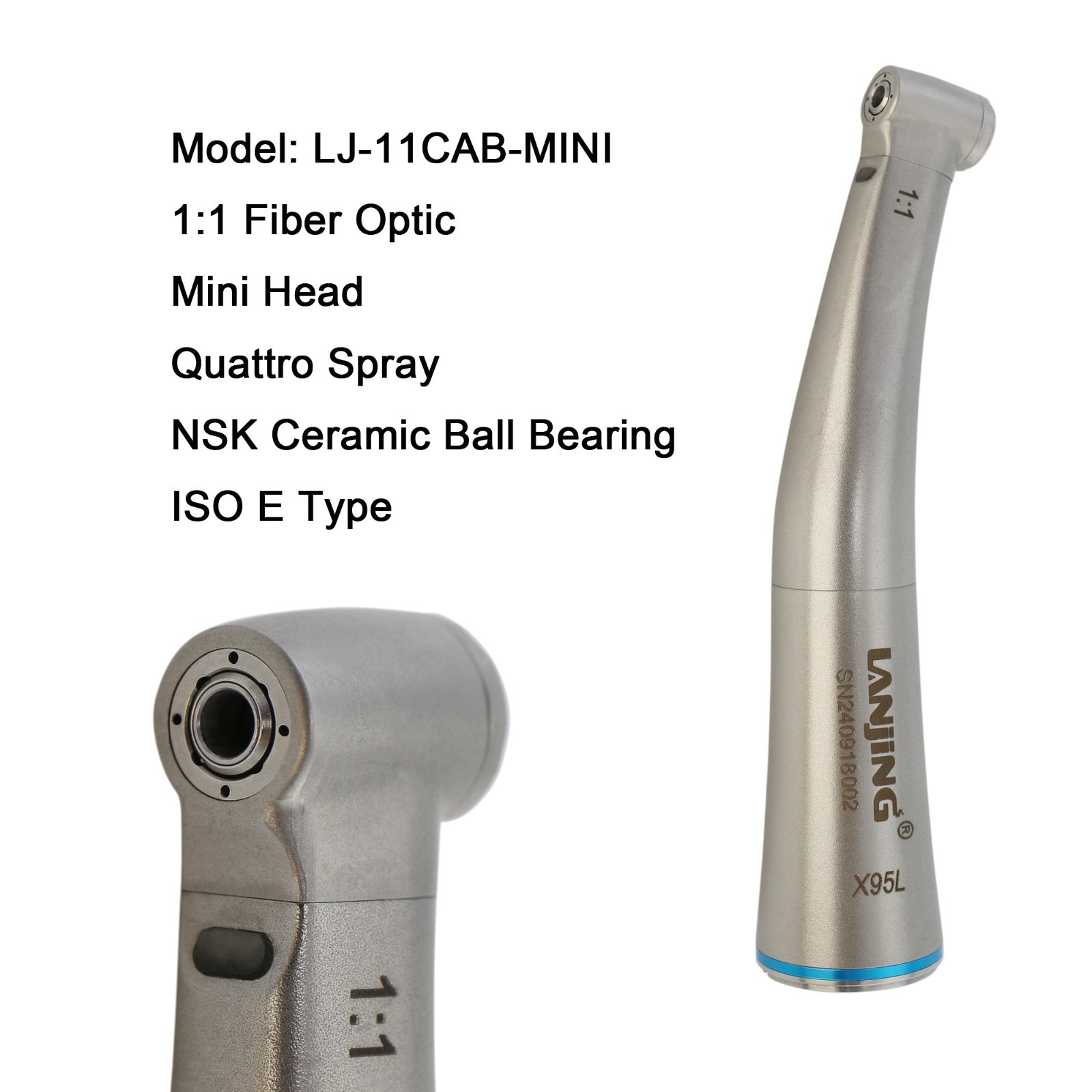 Dental Electric Handpiece 1:1 1:5 Contra Angle Fiber Optic Mini Bien Air KaVo
