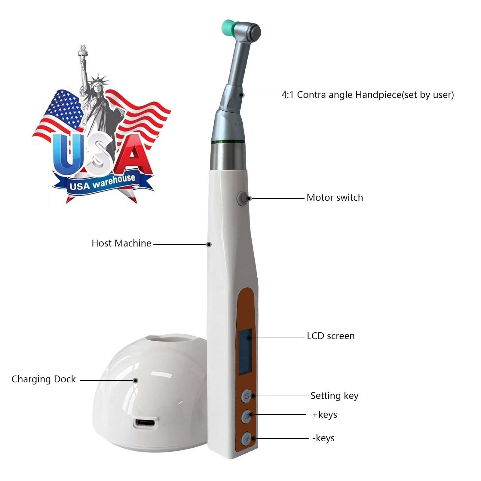Dental Electric Cordless Hygiene Prophy Handpiece 360° Swivel Polishing