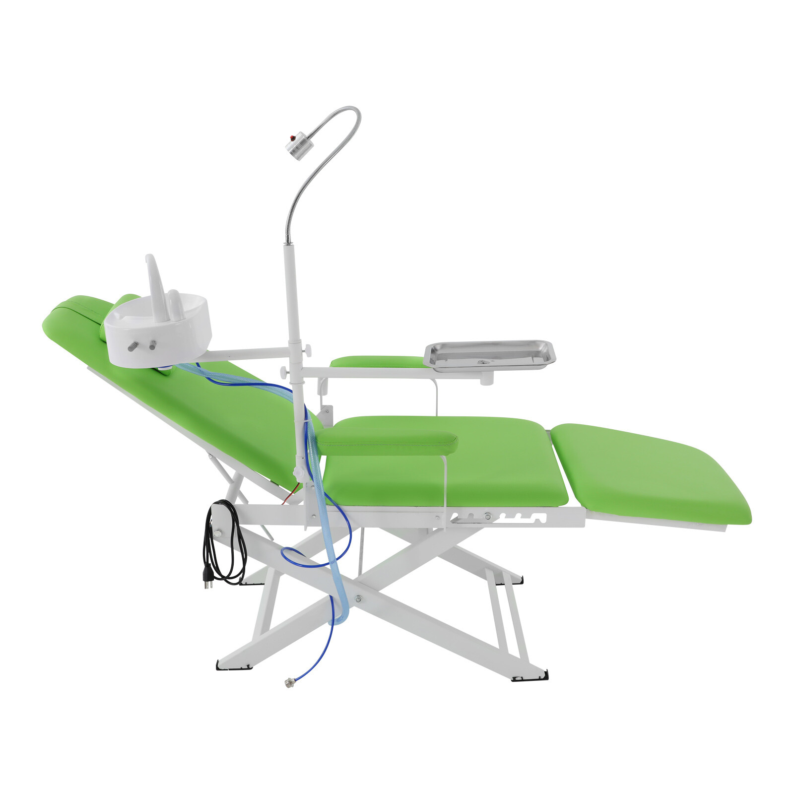 Portable Dental Chair Bed Folding Mobile Chair Tilt with LED Light & Basin &Tray