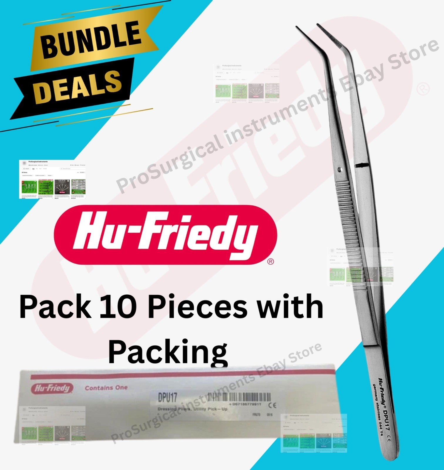 Hu-Friedy Utility Pick Up DPU17 Dental Dressing Plier Lot of 25 Pcs Brand New