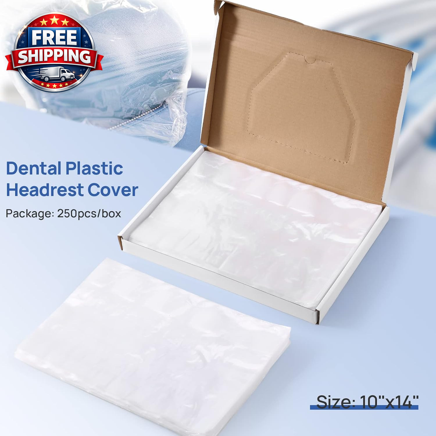 250 Disposable Dental Headrest Covers, 10″x14″ Clear Plastic Sleeves, 250 Pcs