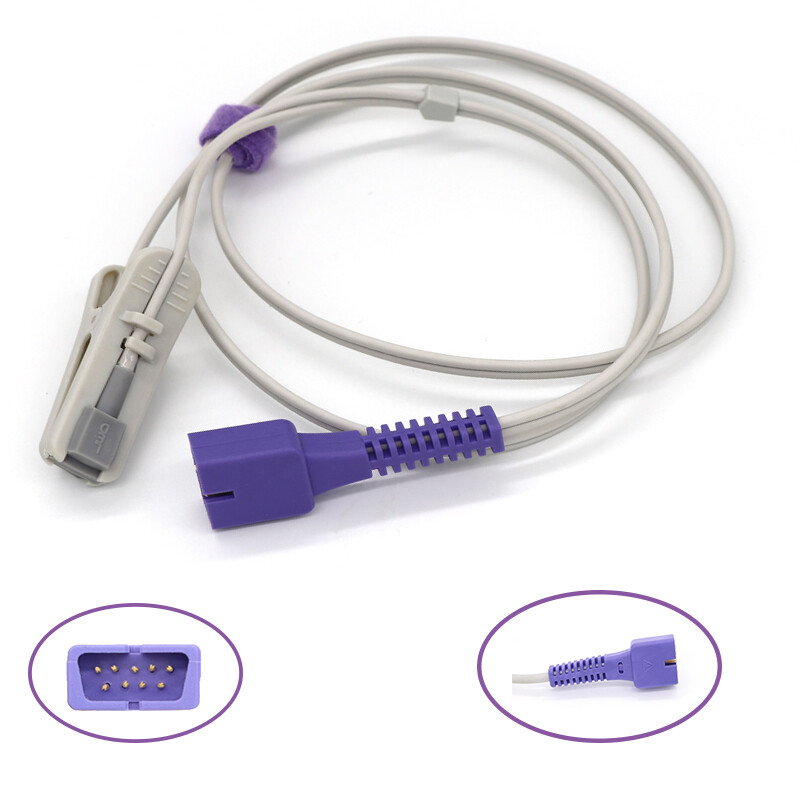3Pcs Adult Ear Clip SPO2 Sensor Probe 1m 9pin DB9 Apply to Nellcor N-560 N-600