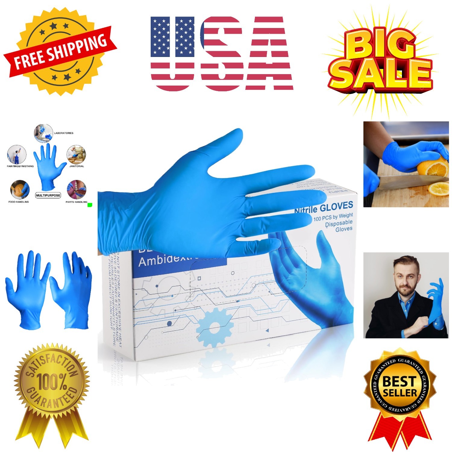 Nitrile Disposable Gloves，Powder Free, Cleaning Service Gloves, Latex Free