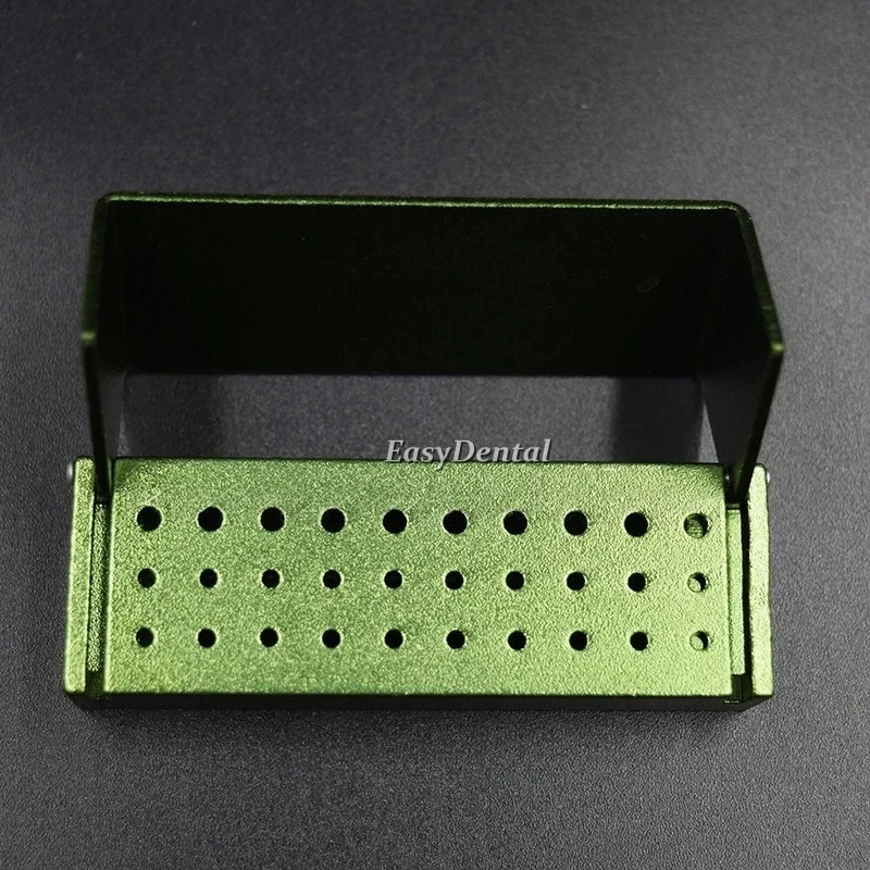 30 Holes Dental Bur Burs Holder Block Disinfection Box Aluminium Autoclave